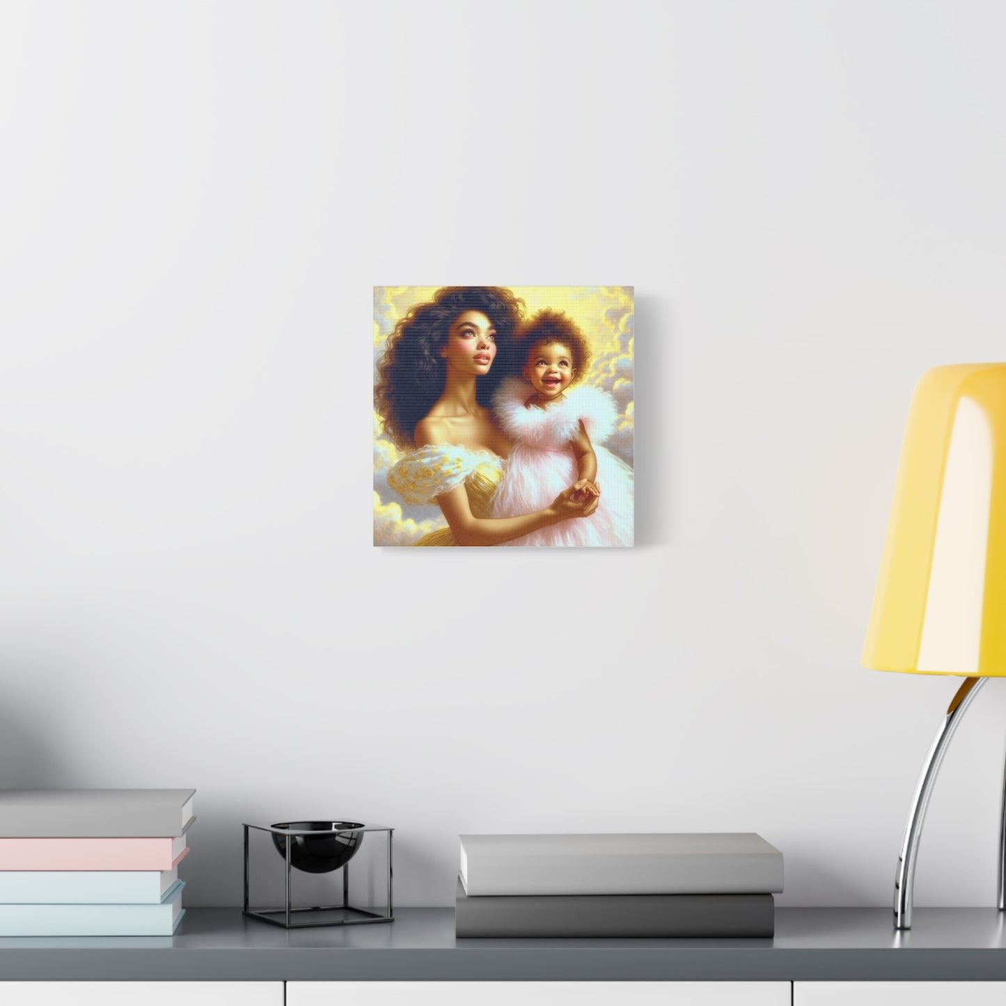 Mother and Daughter Black Canvas Art