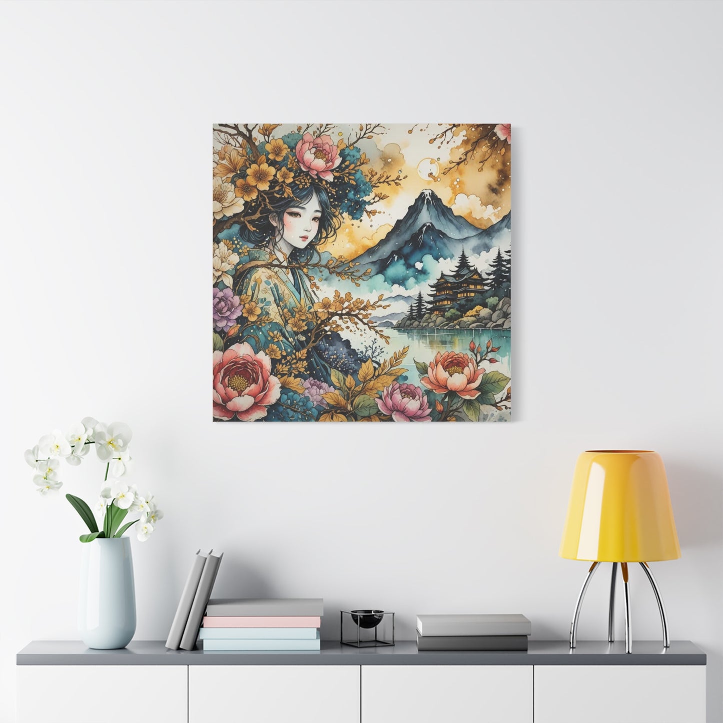 Lady in the Woods Asian Abstract Art