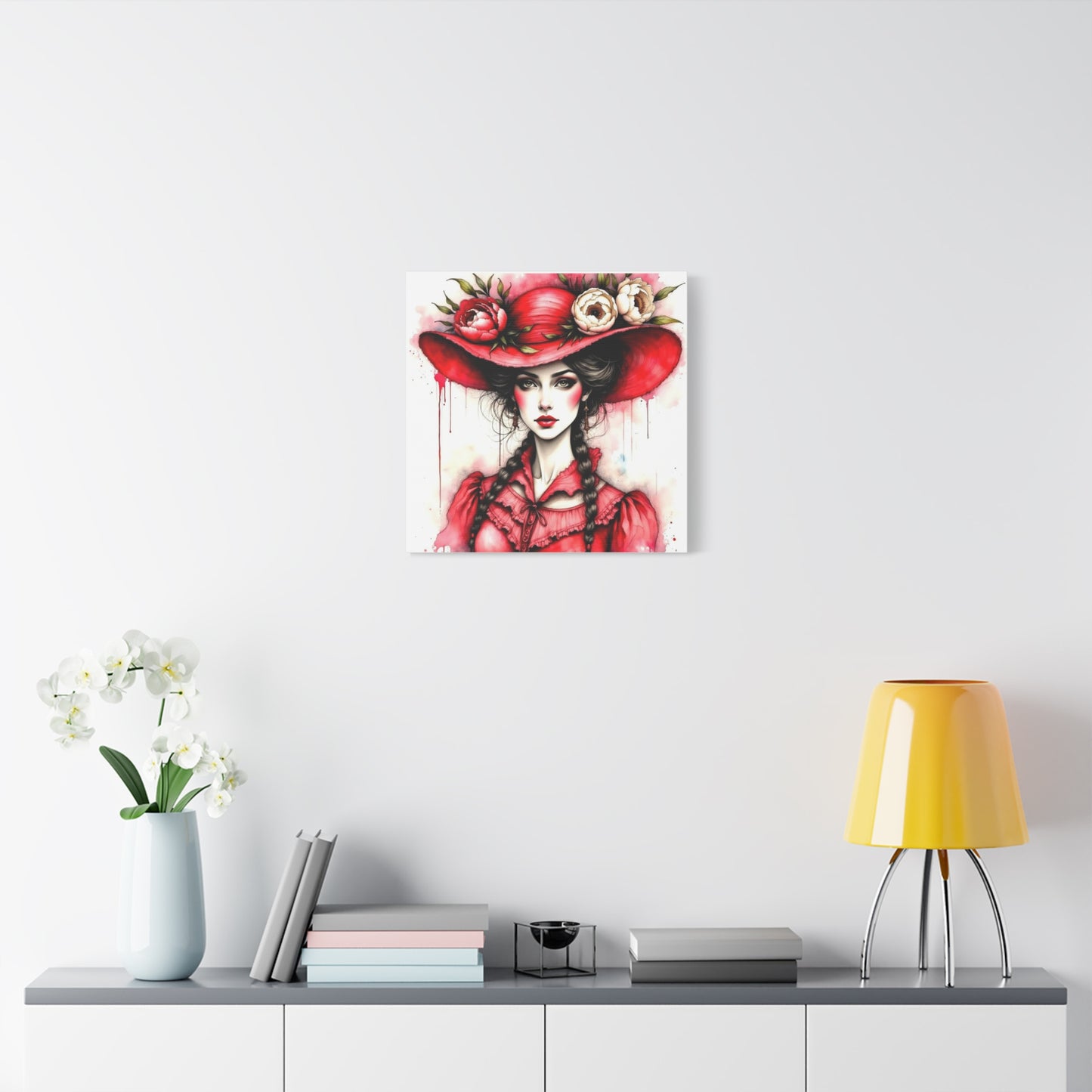 Lady in Red Abstract Art