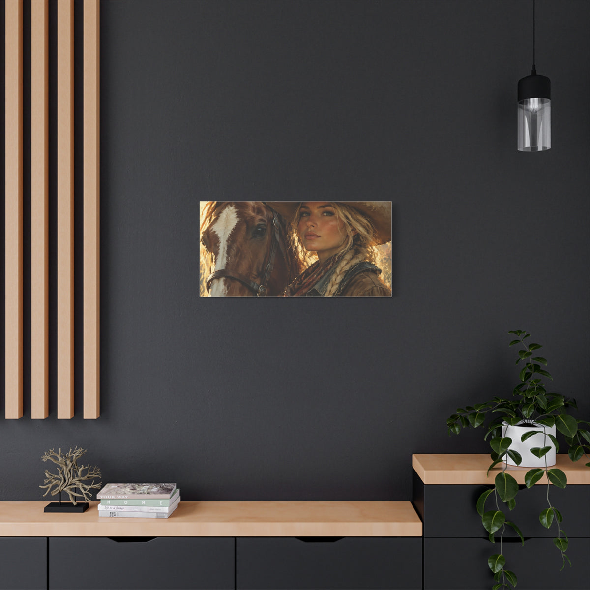 Western Cowgirl and Horse Matte Canvas Wall Art