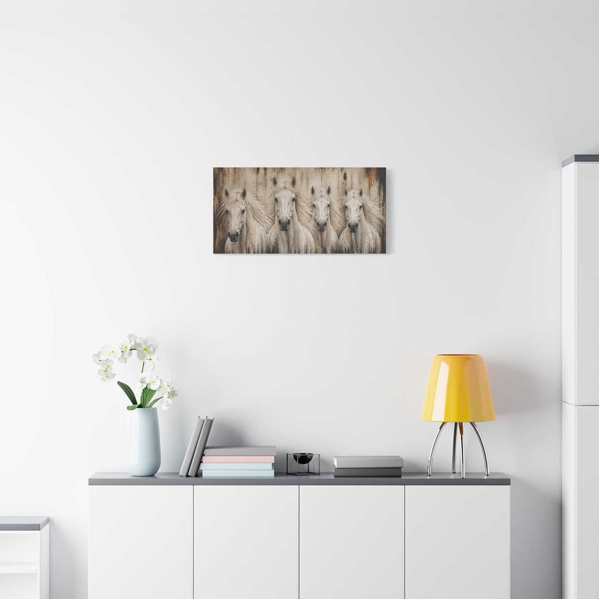 White Horses Matte Canvas Wall Art — Stretched 1.25"