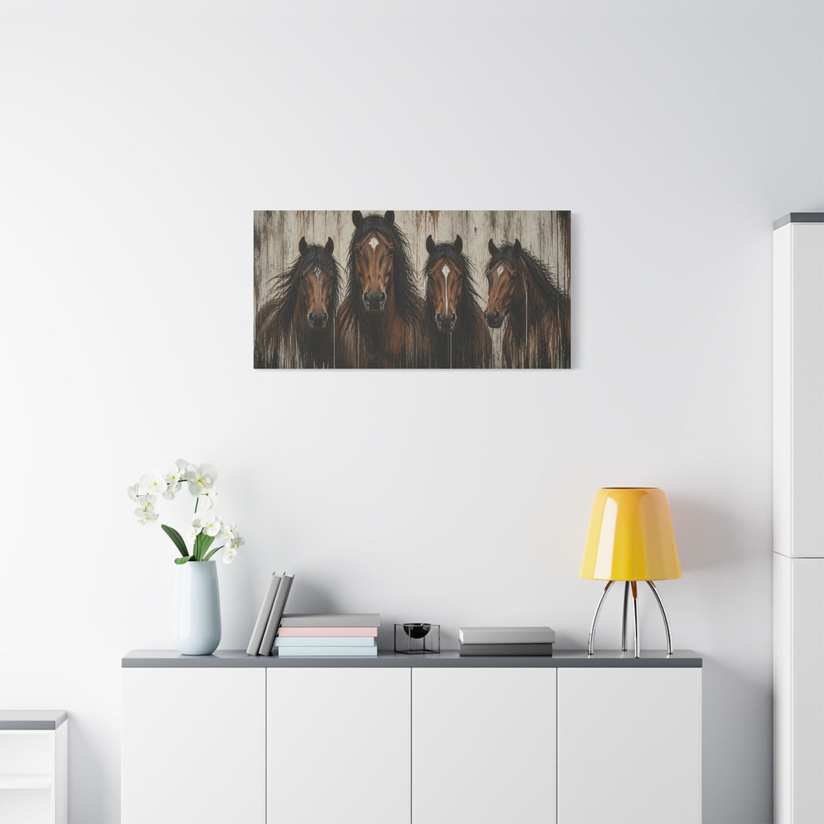 Brown Horses Matte Canvas Wall Art — Stretched 1.25"