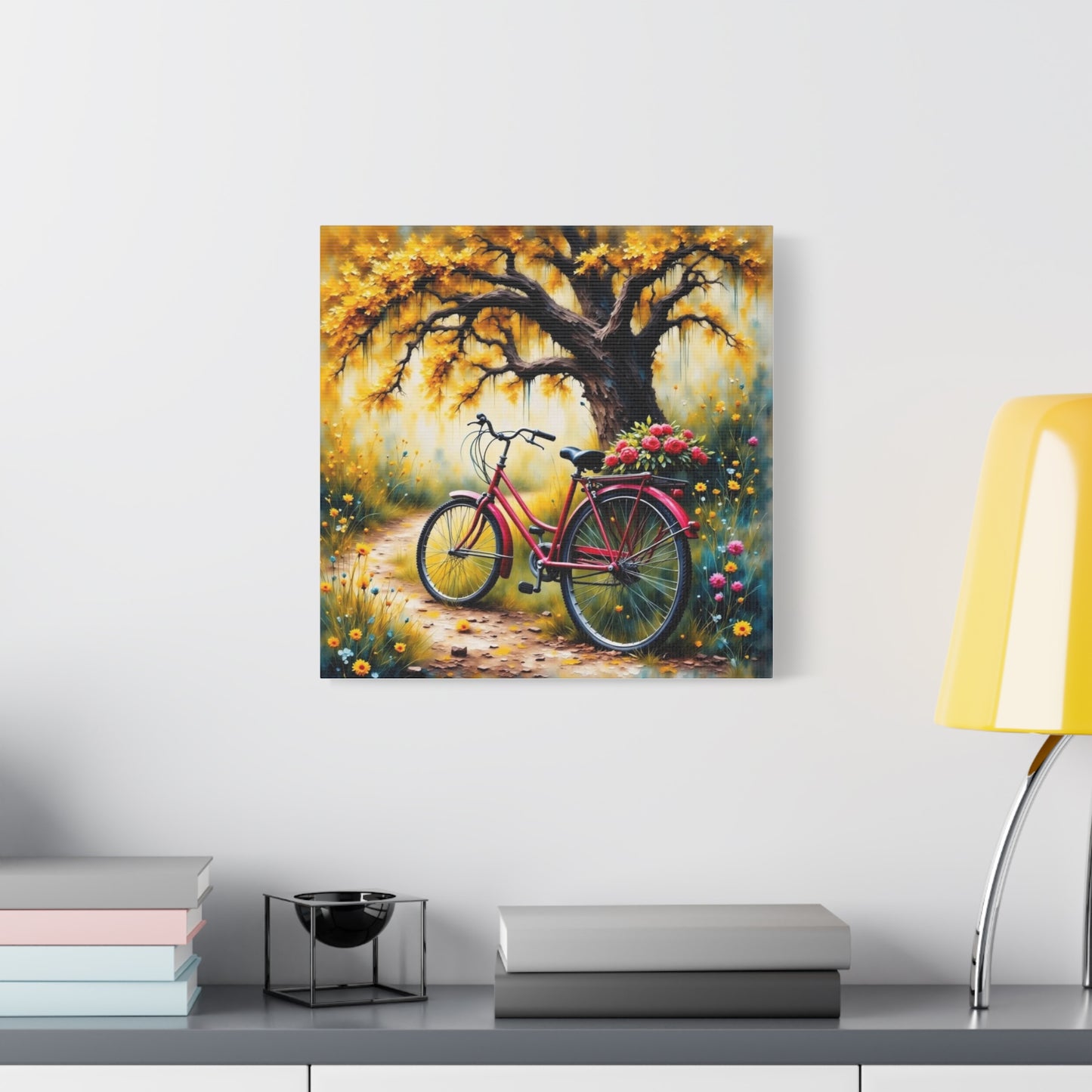 Bicycle on the Flower Path Abstract Art