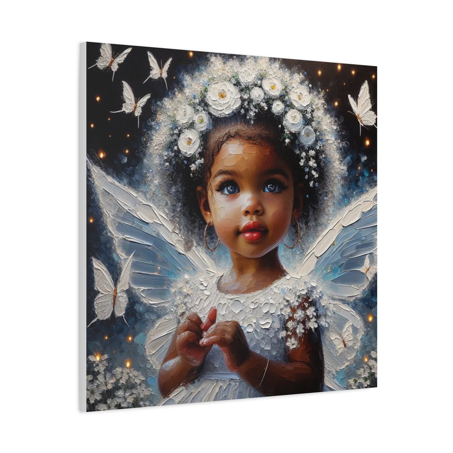 Beautiful Child Black Canvas Art