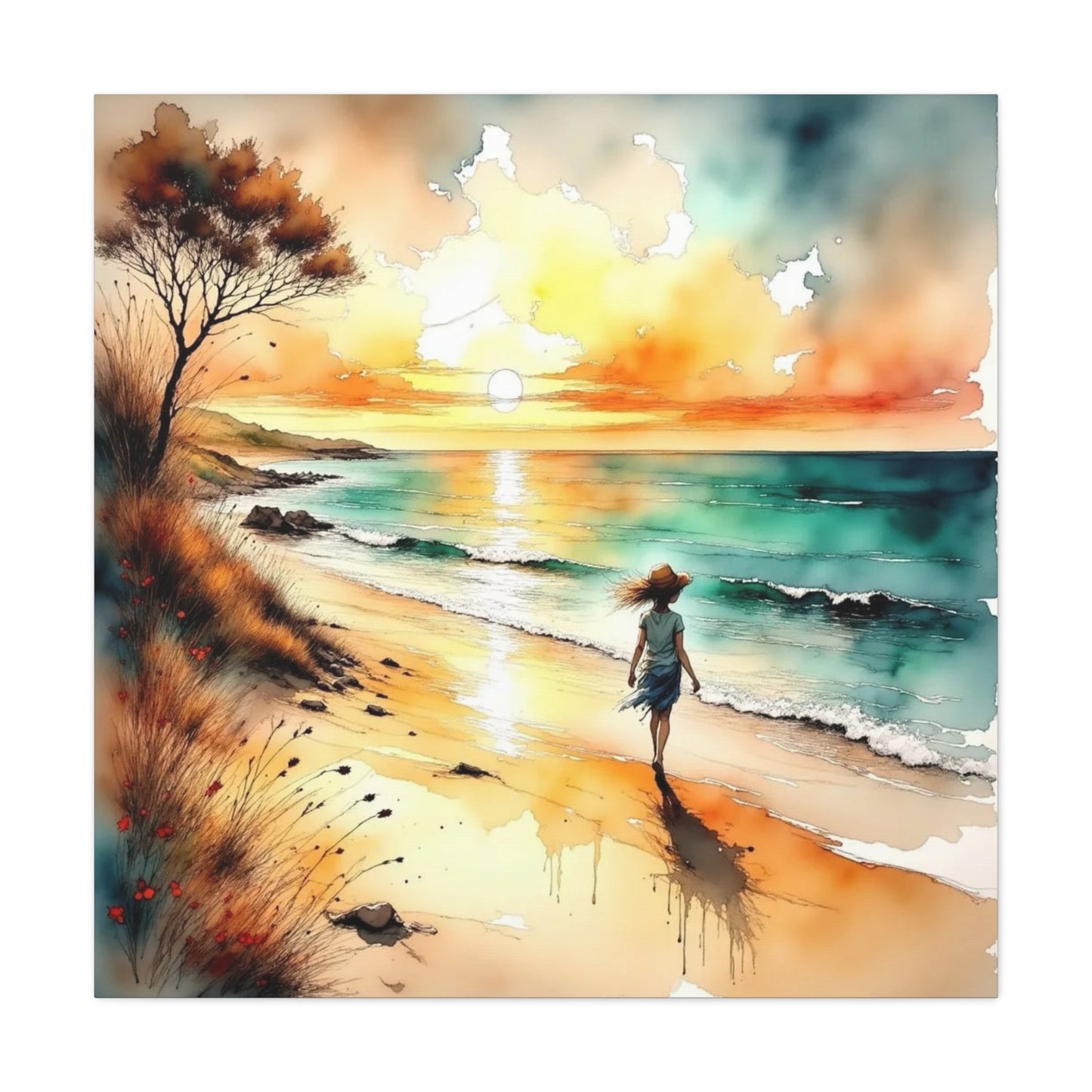 Girl on the Beach Abstract Art