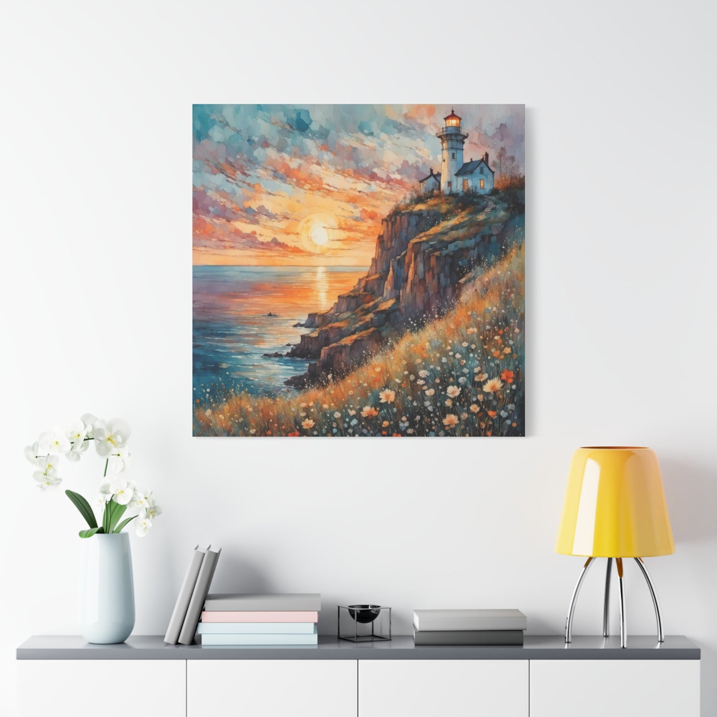 Lighthouse on the Cliff Abstract Art