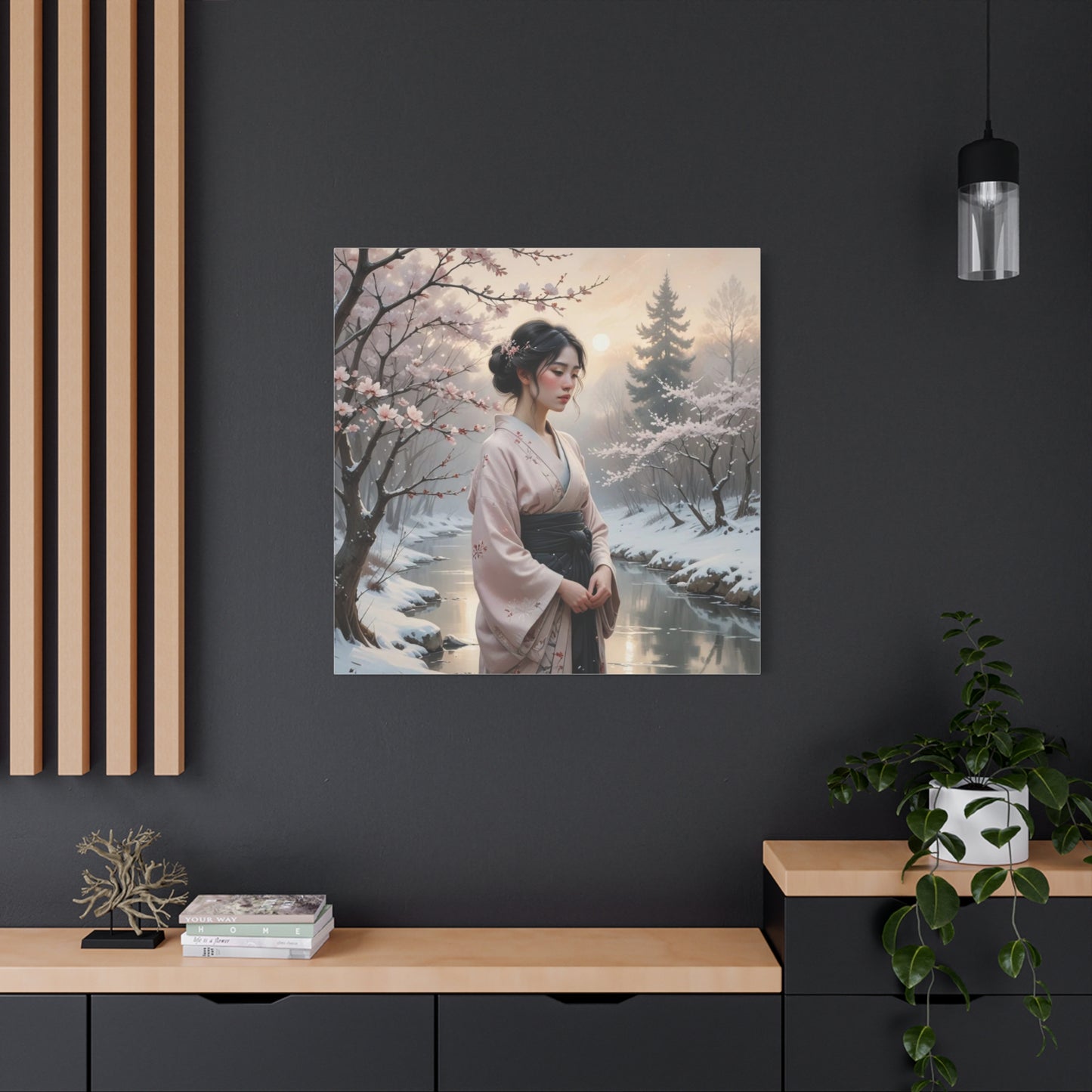 Lady in the Snow Asian Abstract Art