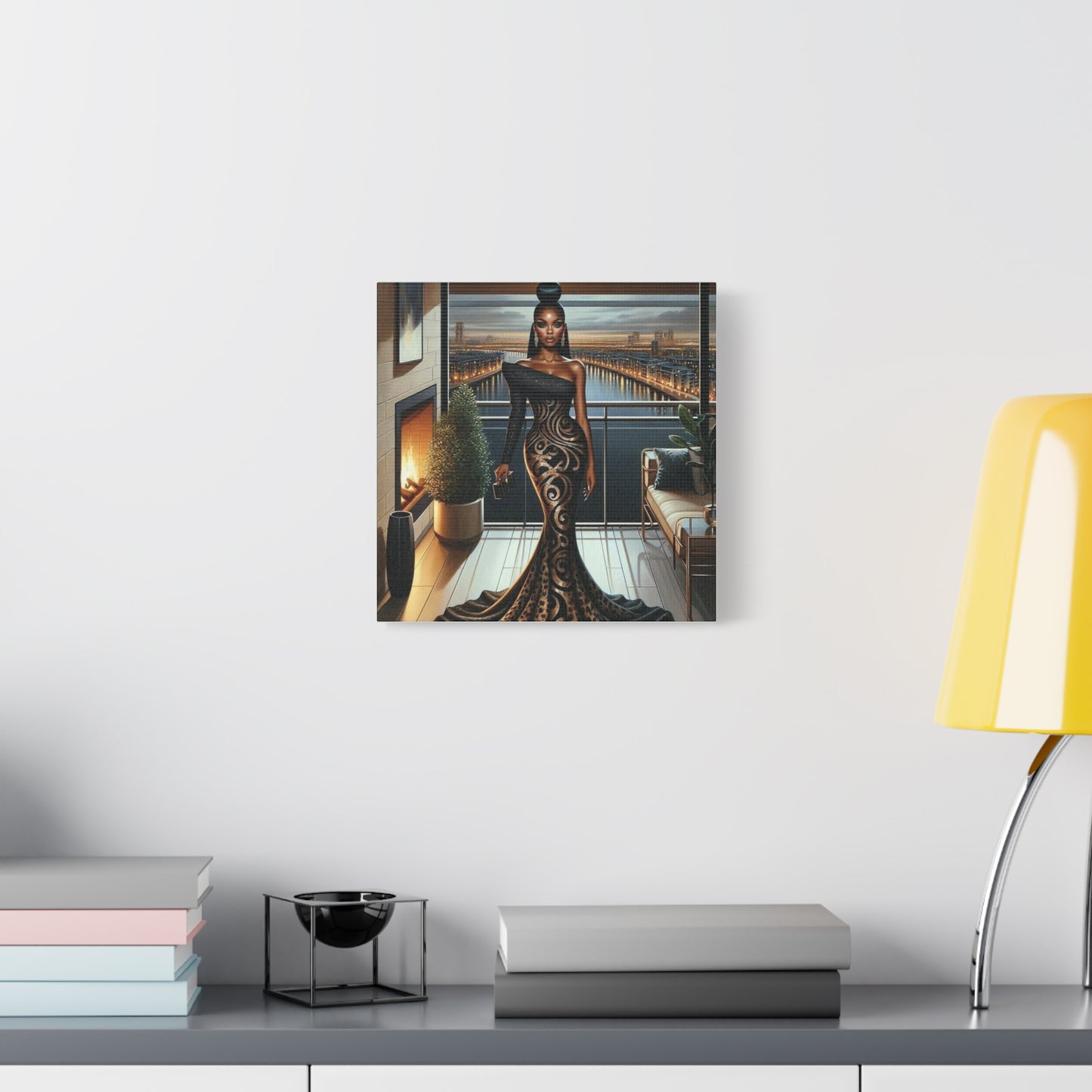 Elegant Woman Black Canvas Art
