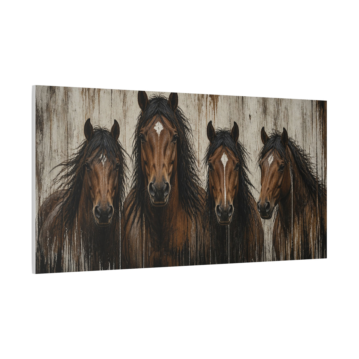 Brown Horses Matte Canvas Wall Art — Stretched 1.25"