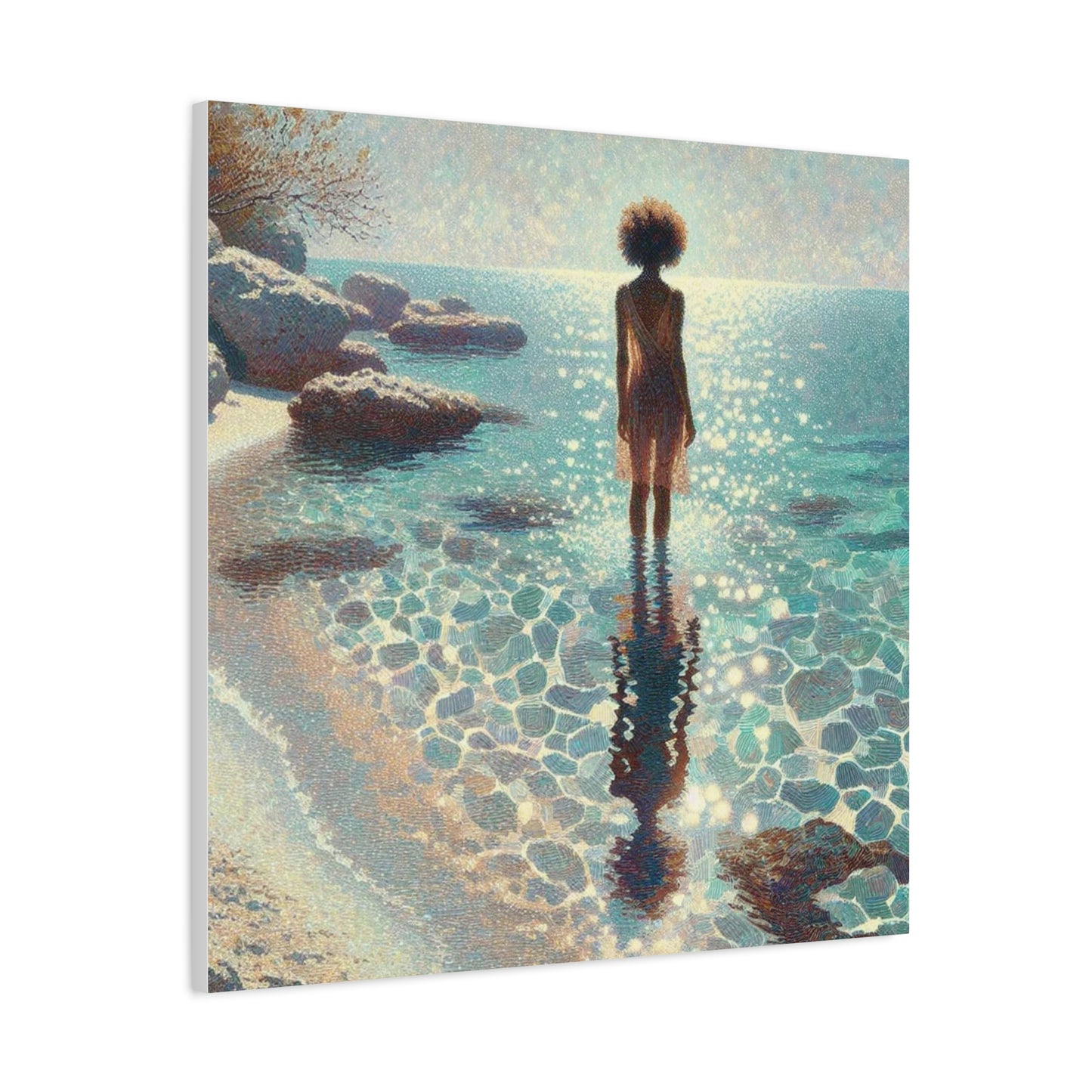 Beautiful Black Woman at the Beach Canvas Art
