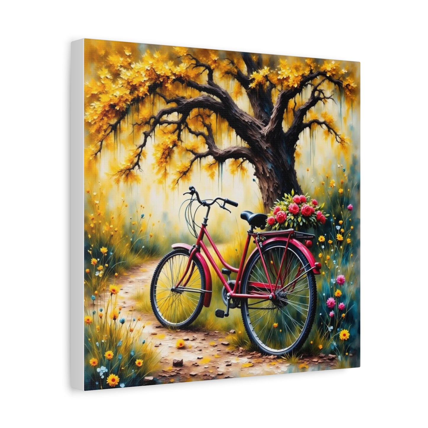 Bicycle on the Flower Path Abstract Art