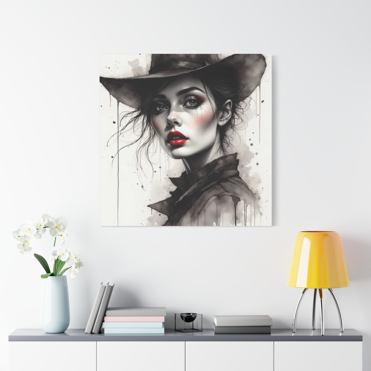 Beautiful Brunett in a Hat Abstract Art
