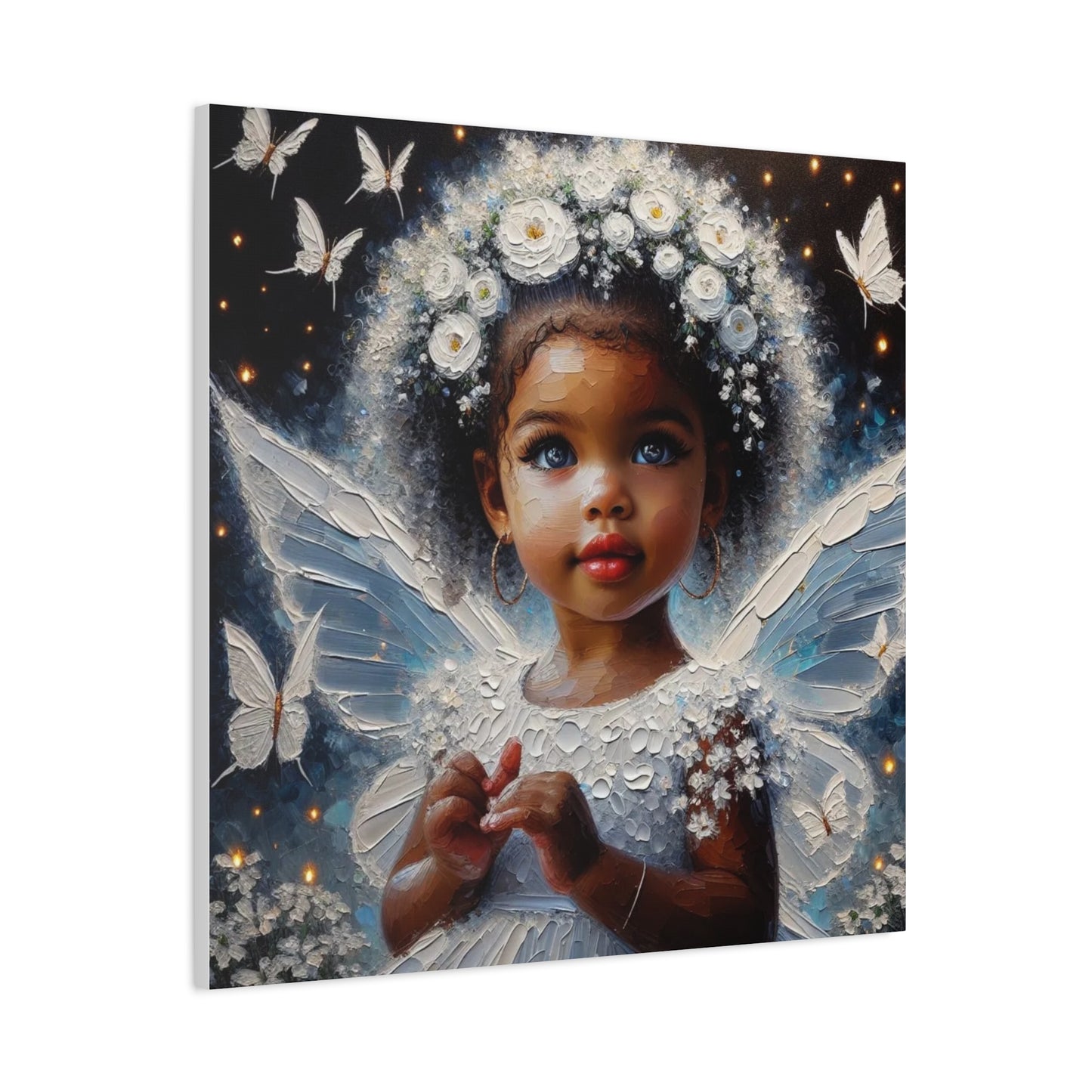 Beautiful Child Black Canvas Art