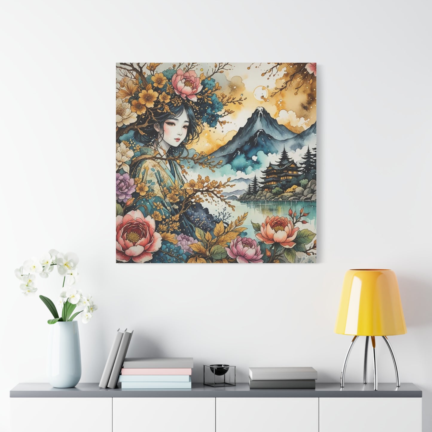 Lady in the Woods Asian Abstract Art
