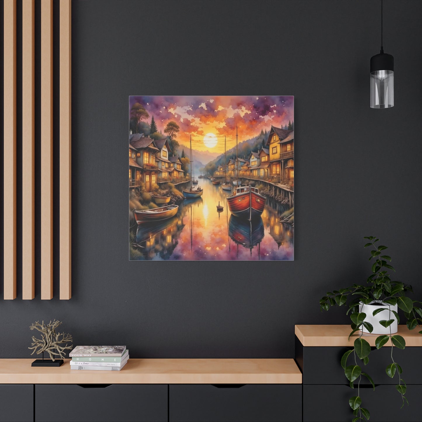 Twilight in the Harbor Abstract Art