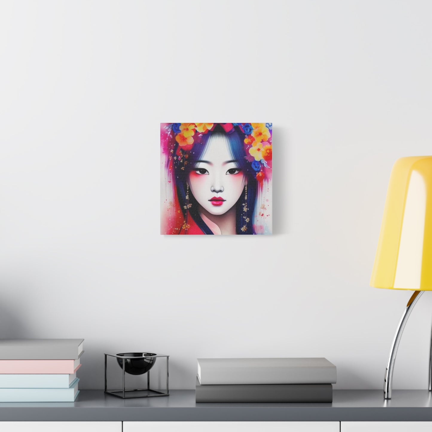 Lady w Flowers in Her Hair Asian Abstract Art