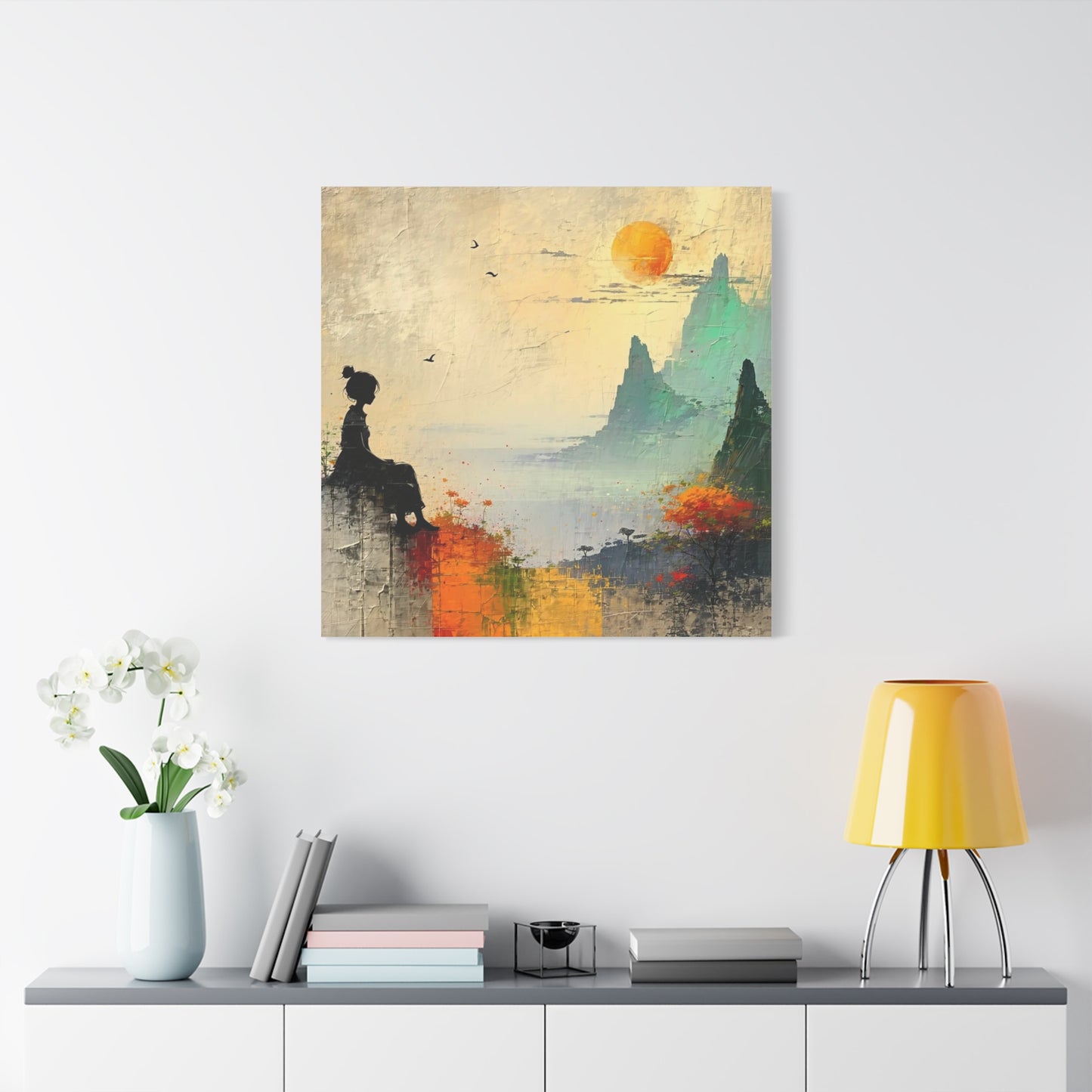 Girl On a Hill Abstract Art