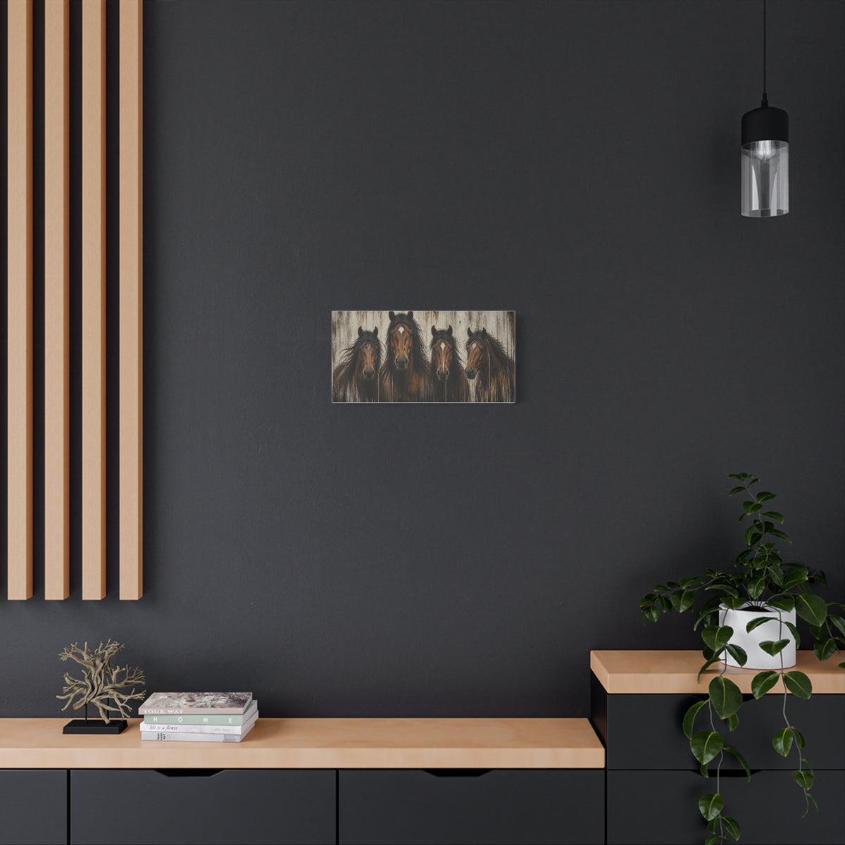 Brown Horses Matte Canvas Wall Art — Stretched 1.25"