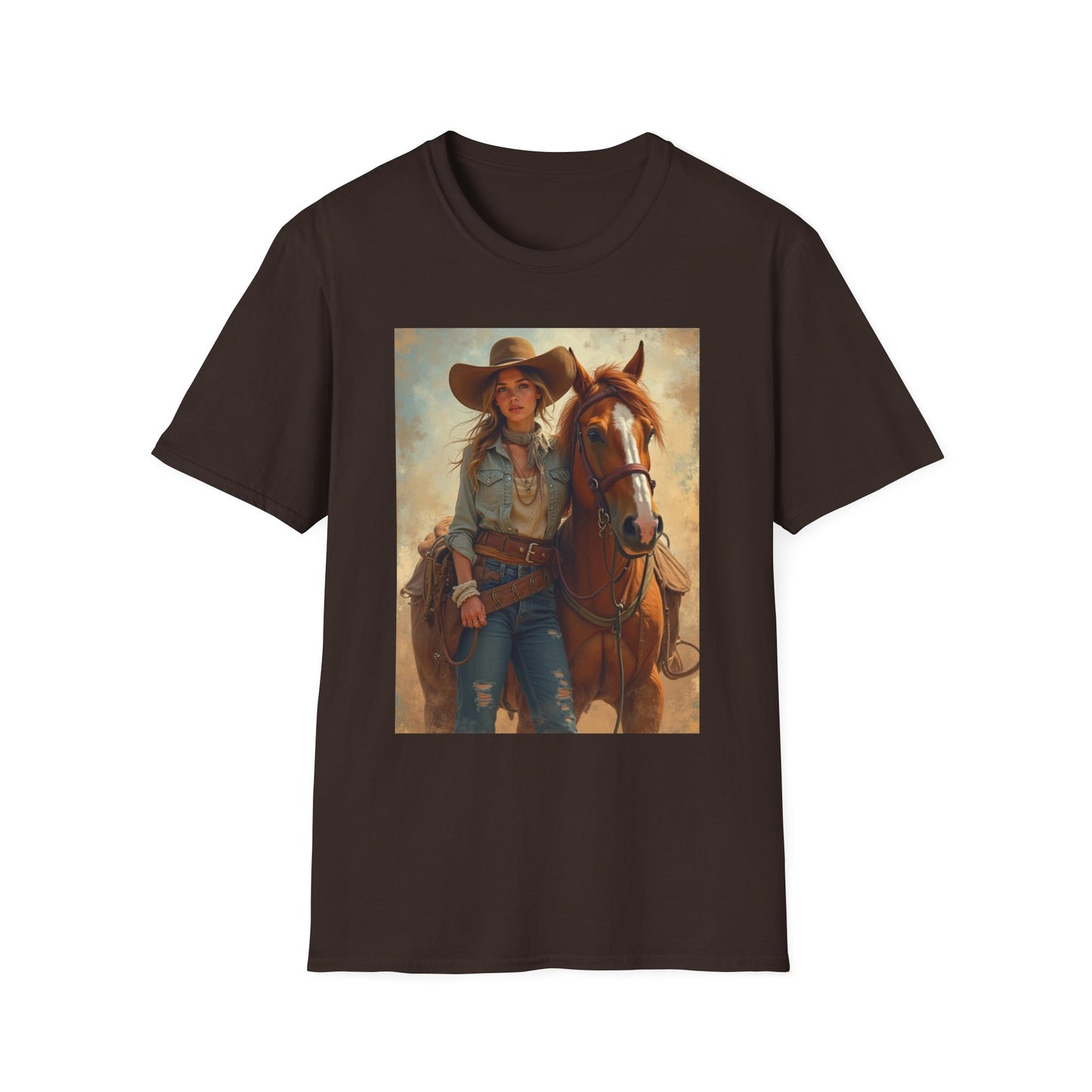 Girl and Her Horse Western Boho, Unisex T-Shirt,