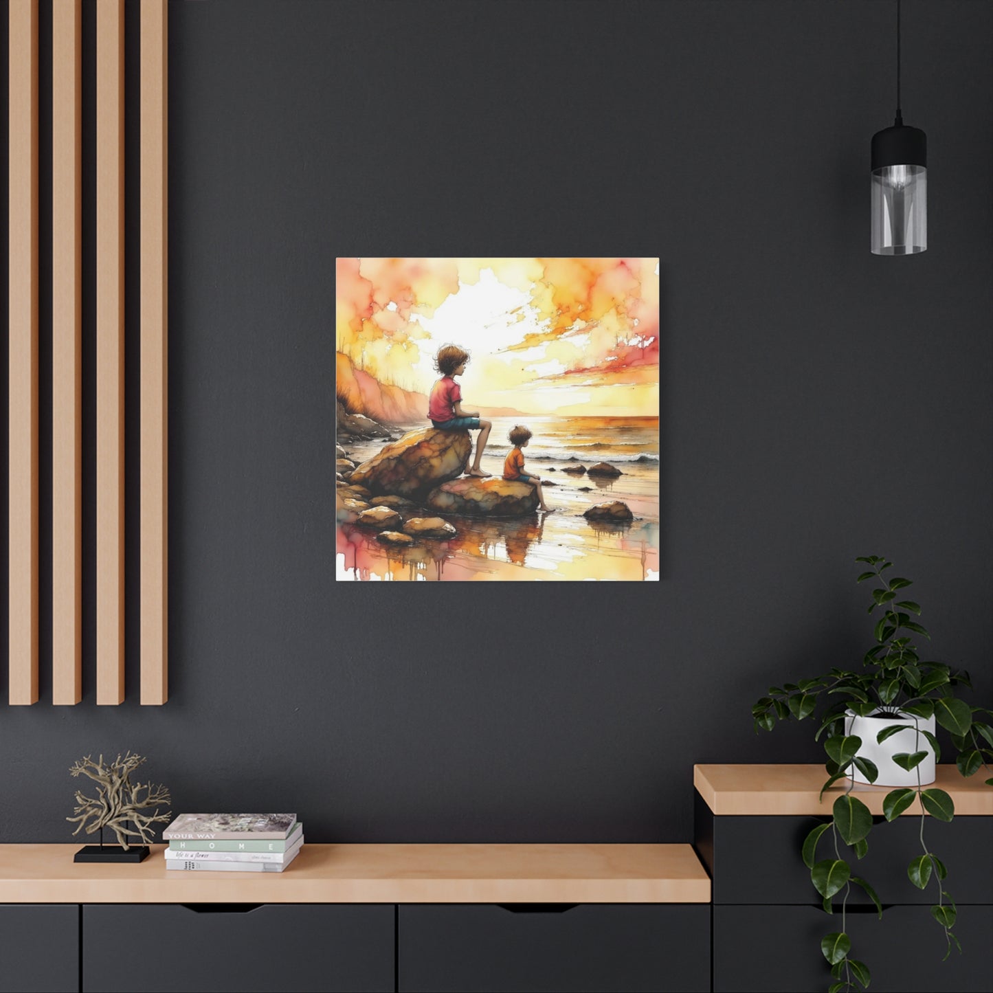 Boys on the Beach Abstract Art