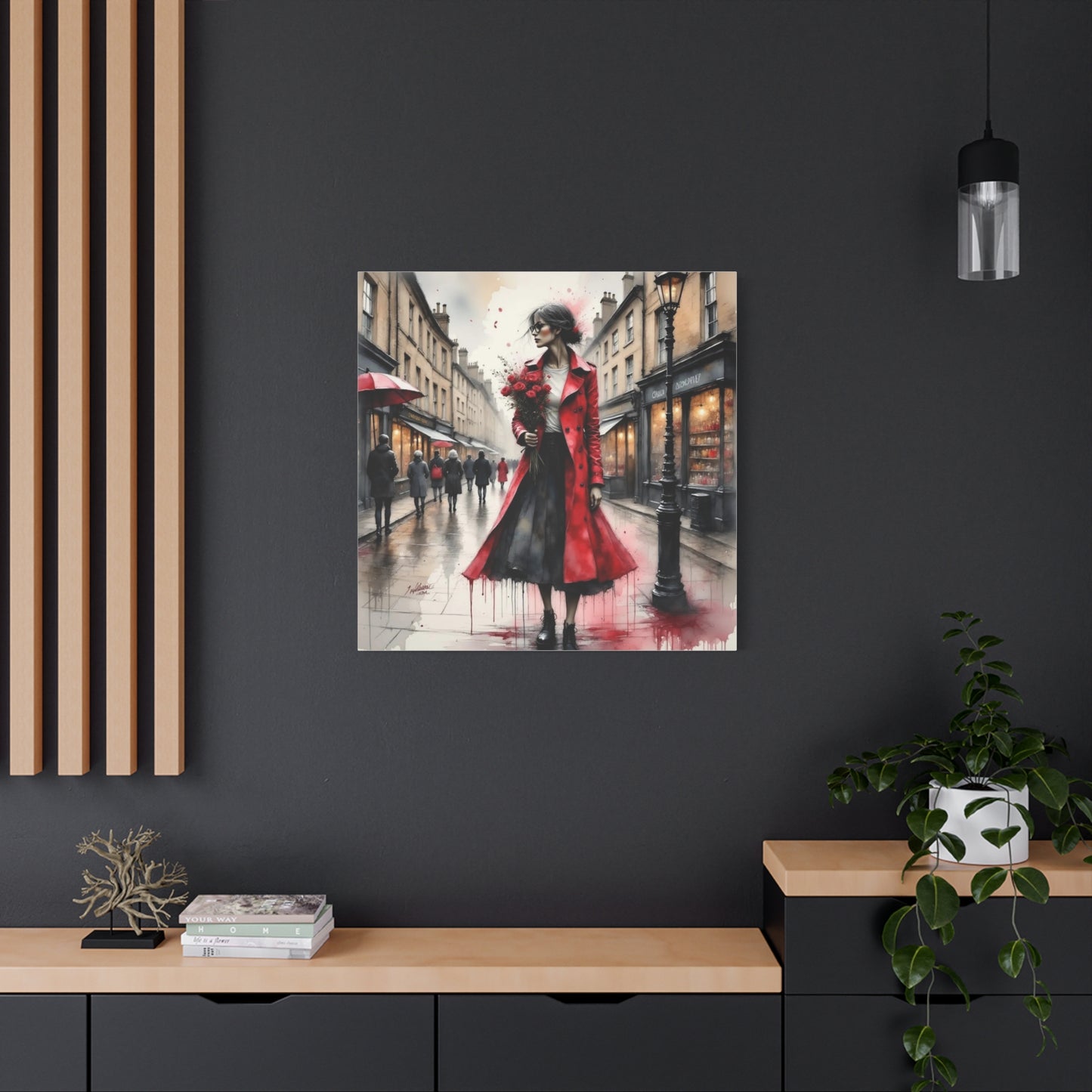 Lady in Red Coat 2 Abstract Art