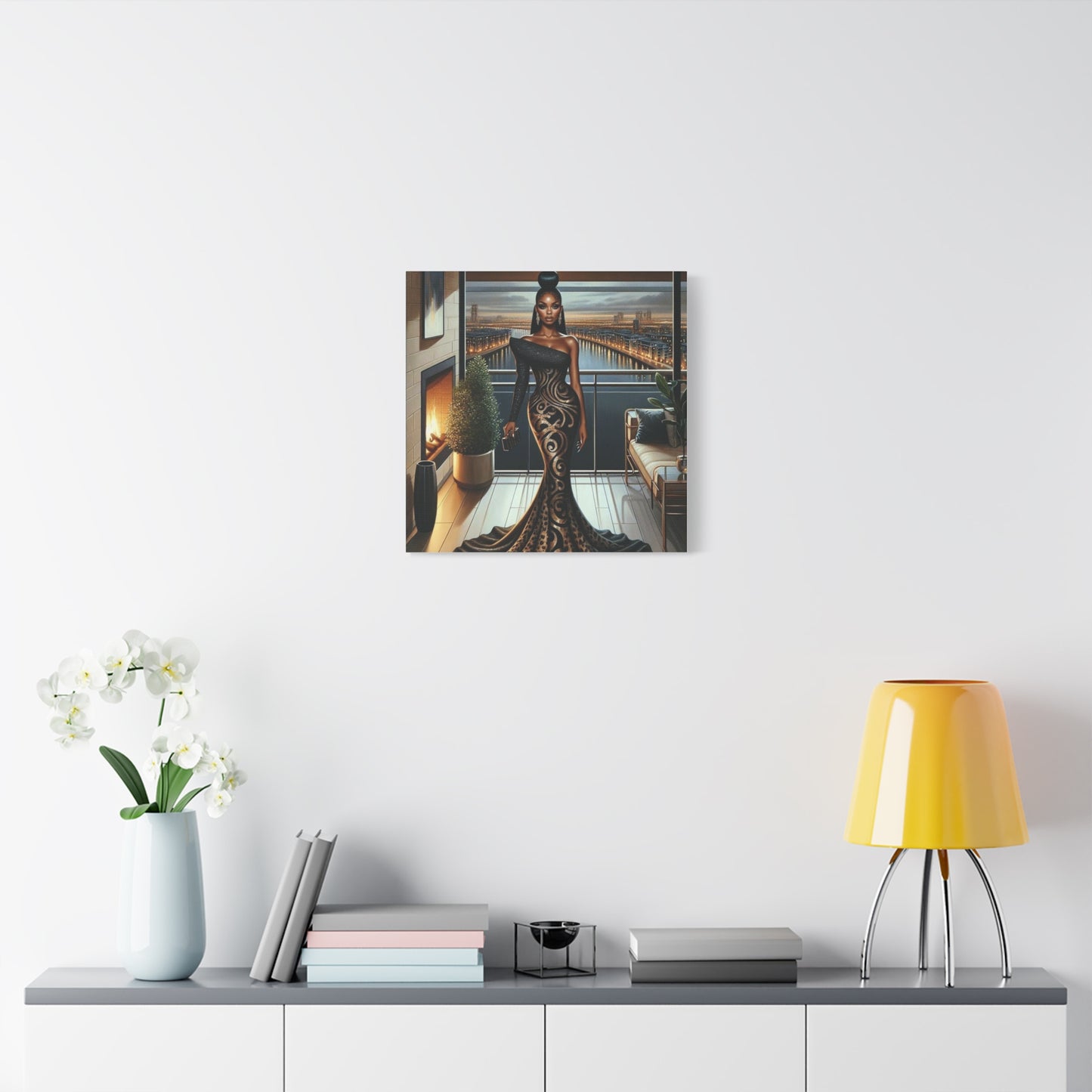 Elegant Woman Black Canvas Art