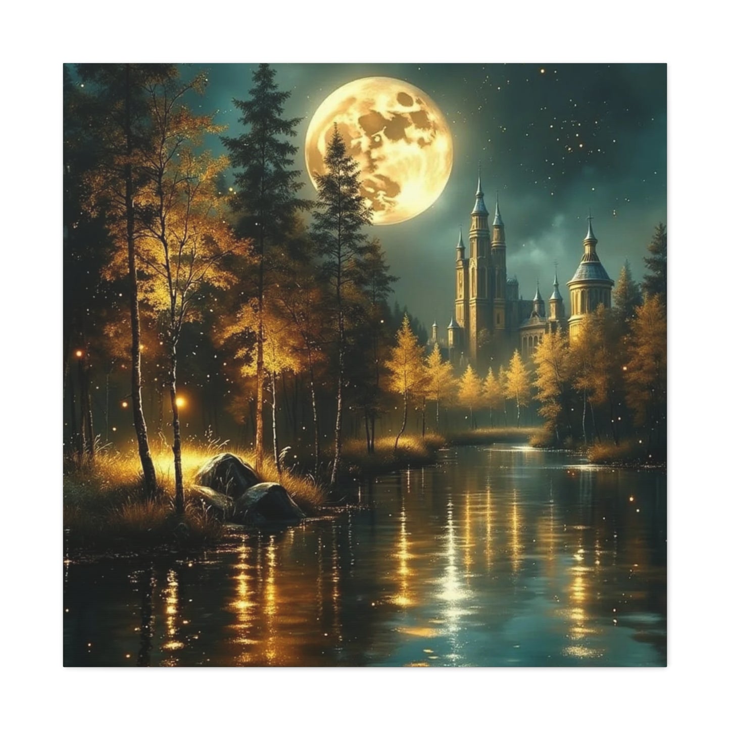Canvas Print - Moon Over the Castle Wall Art