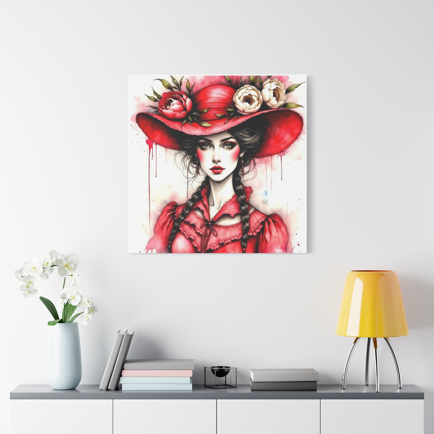 Lady in Red Abstract Art
