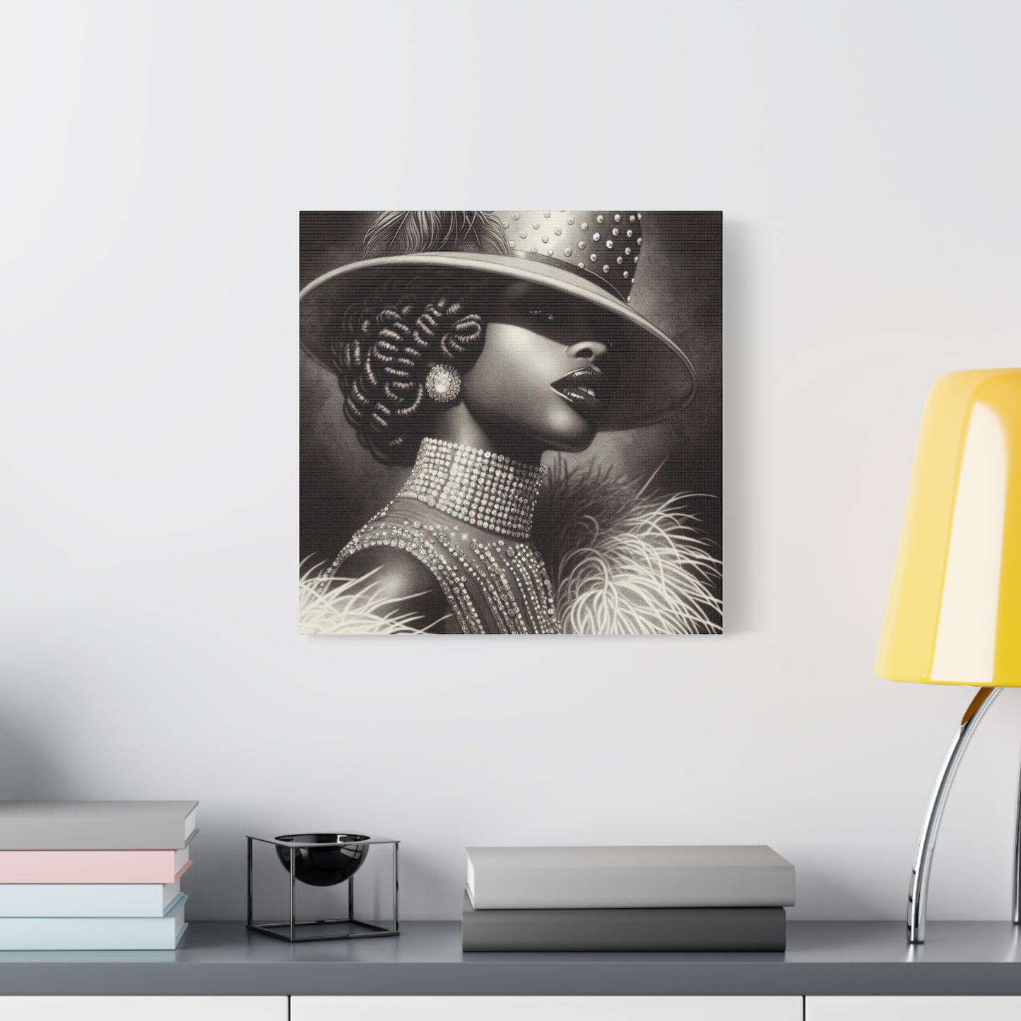 Beautiful Black Woman in Diamonds Hat Canvas Art
