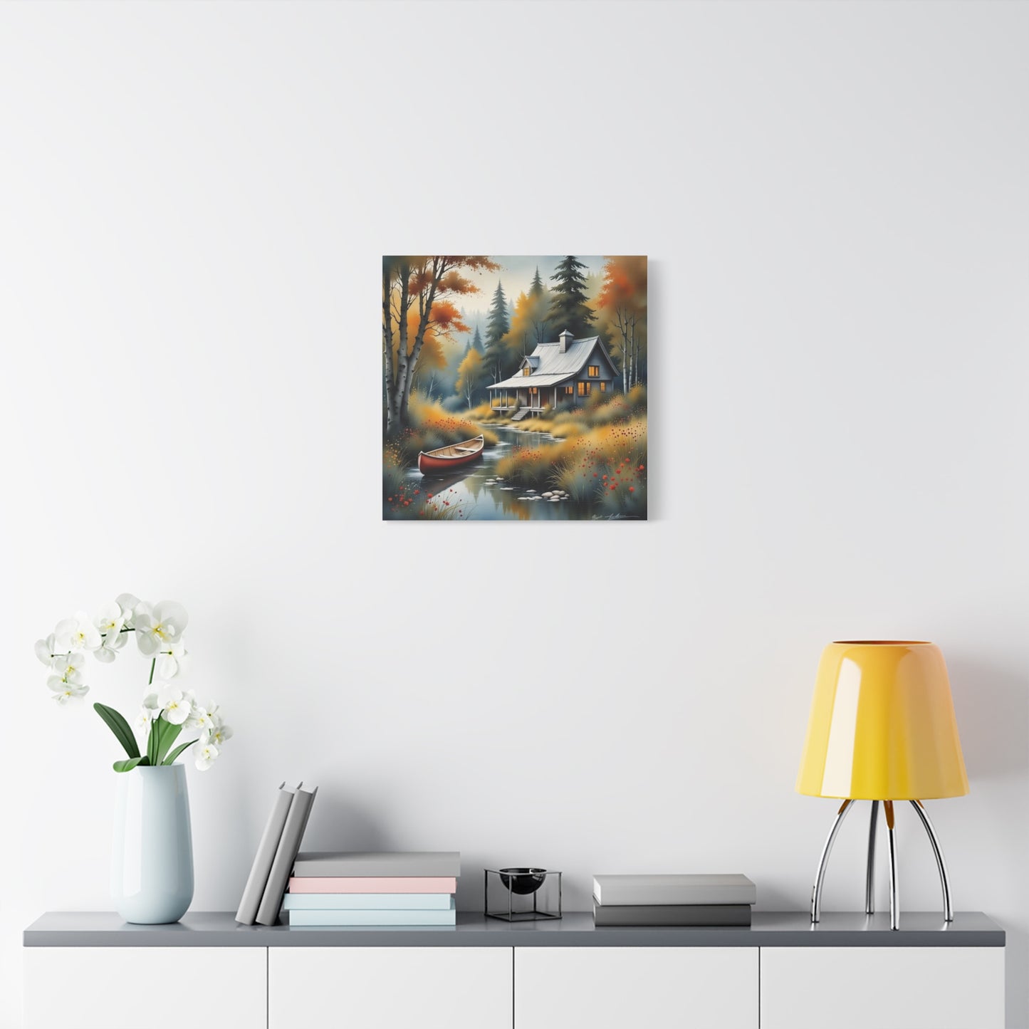 Cabin on a Stream Abstract Art
