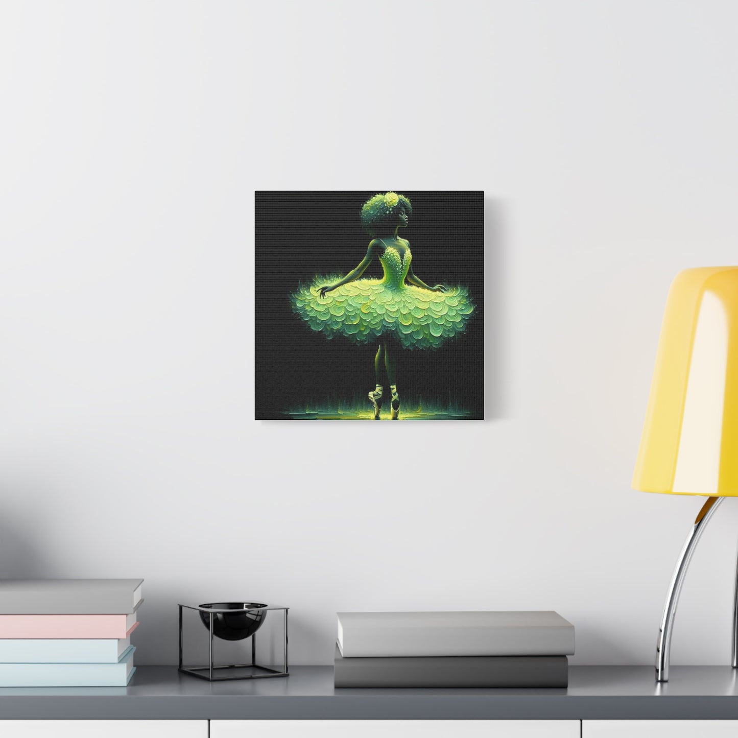 Beautiful Black Ballerina in Yellow Canvas Art