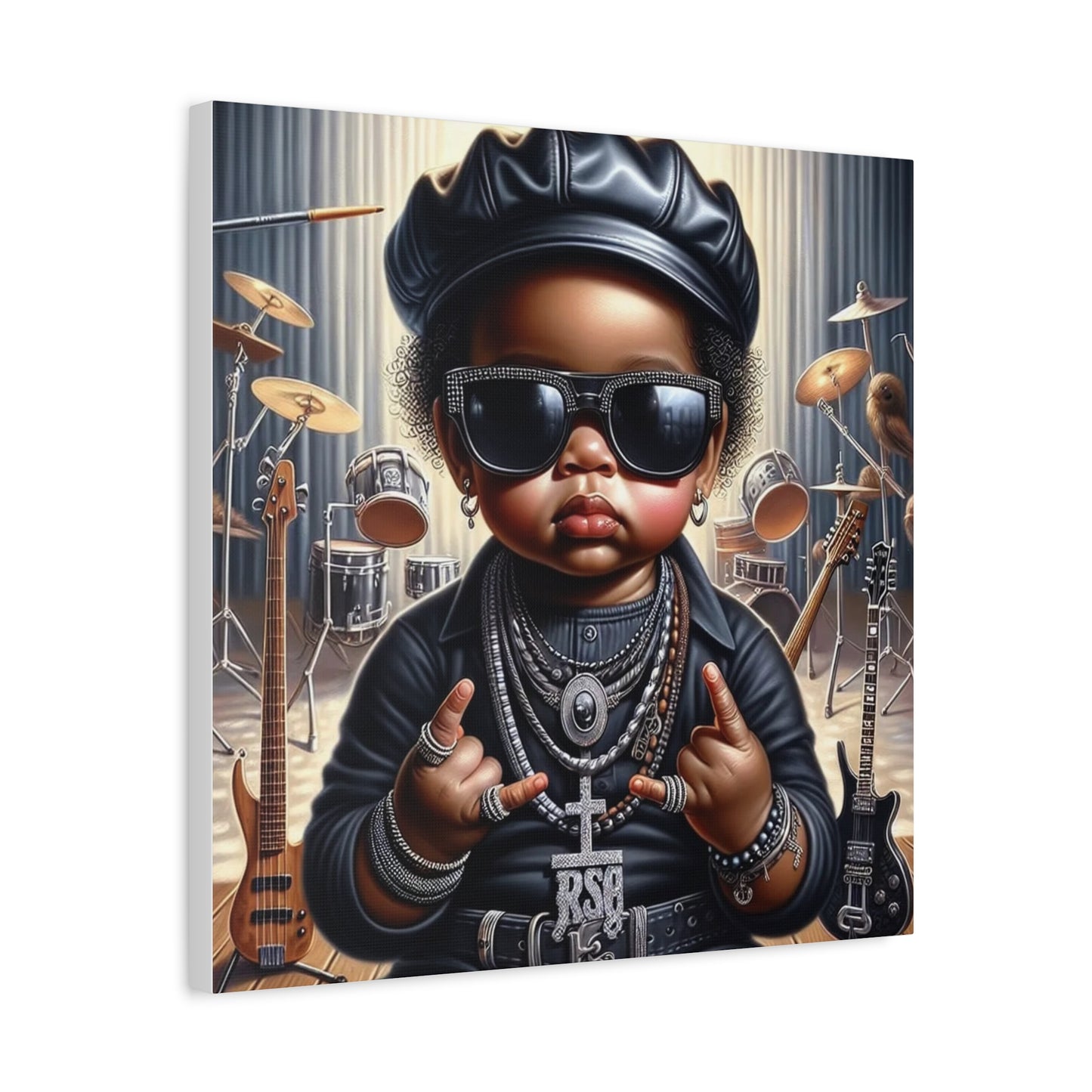 Cool Little Boy Black Canvas Art
