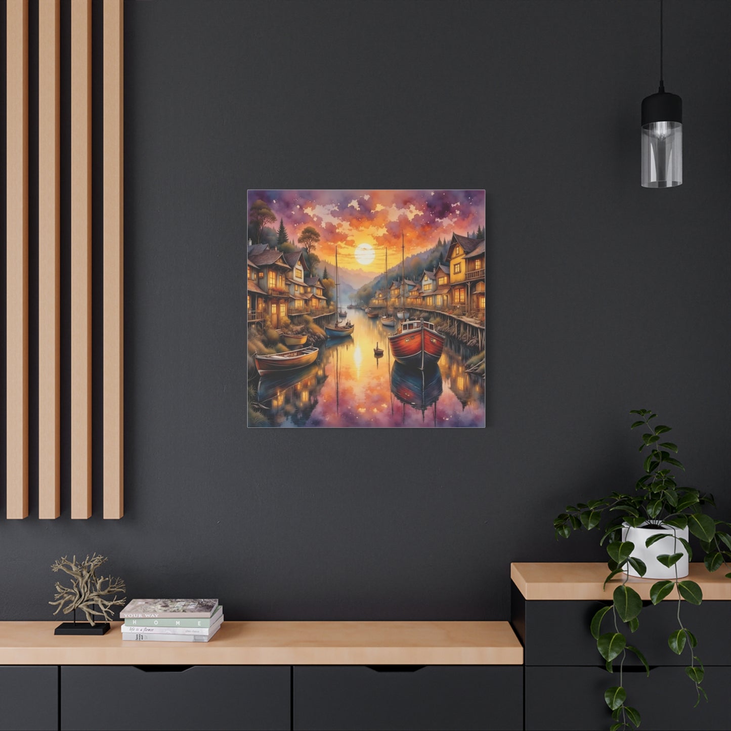 Twilight in the Harbor Abstract Art