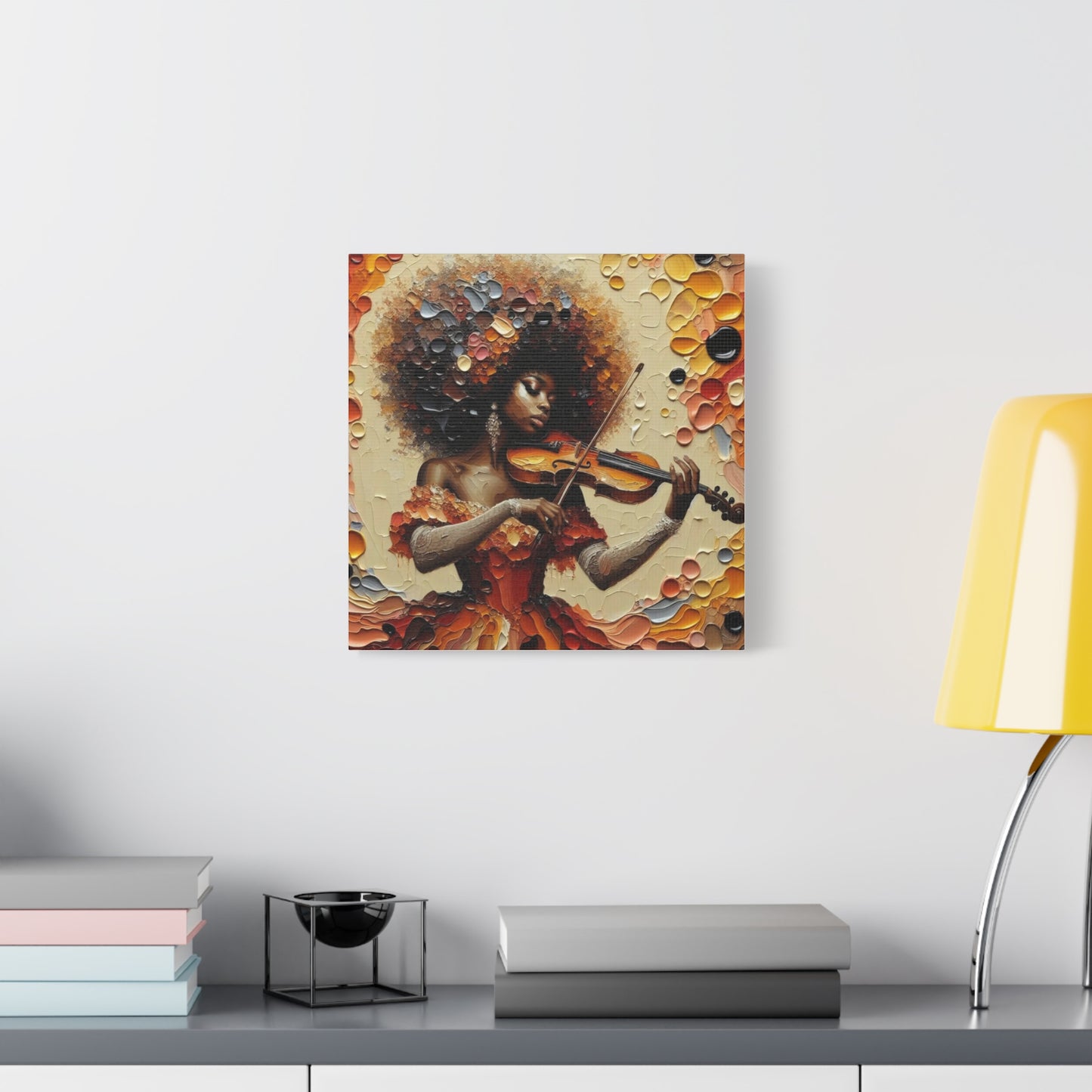 Beautiful Black Woman Violinist Canvas Art