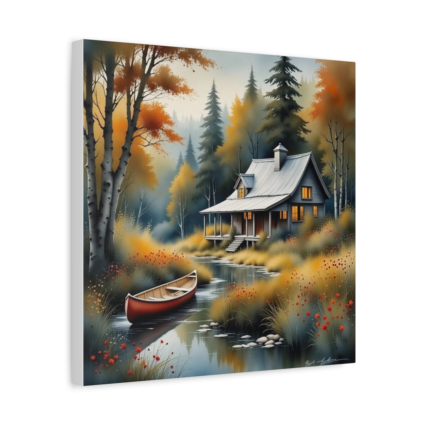 Cabin on a Stream Abstract Art