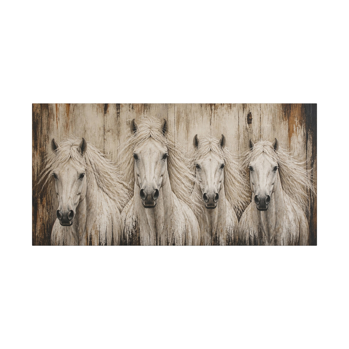 White Horses Matte Canvas Wall Art — Stretched 1.25"