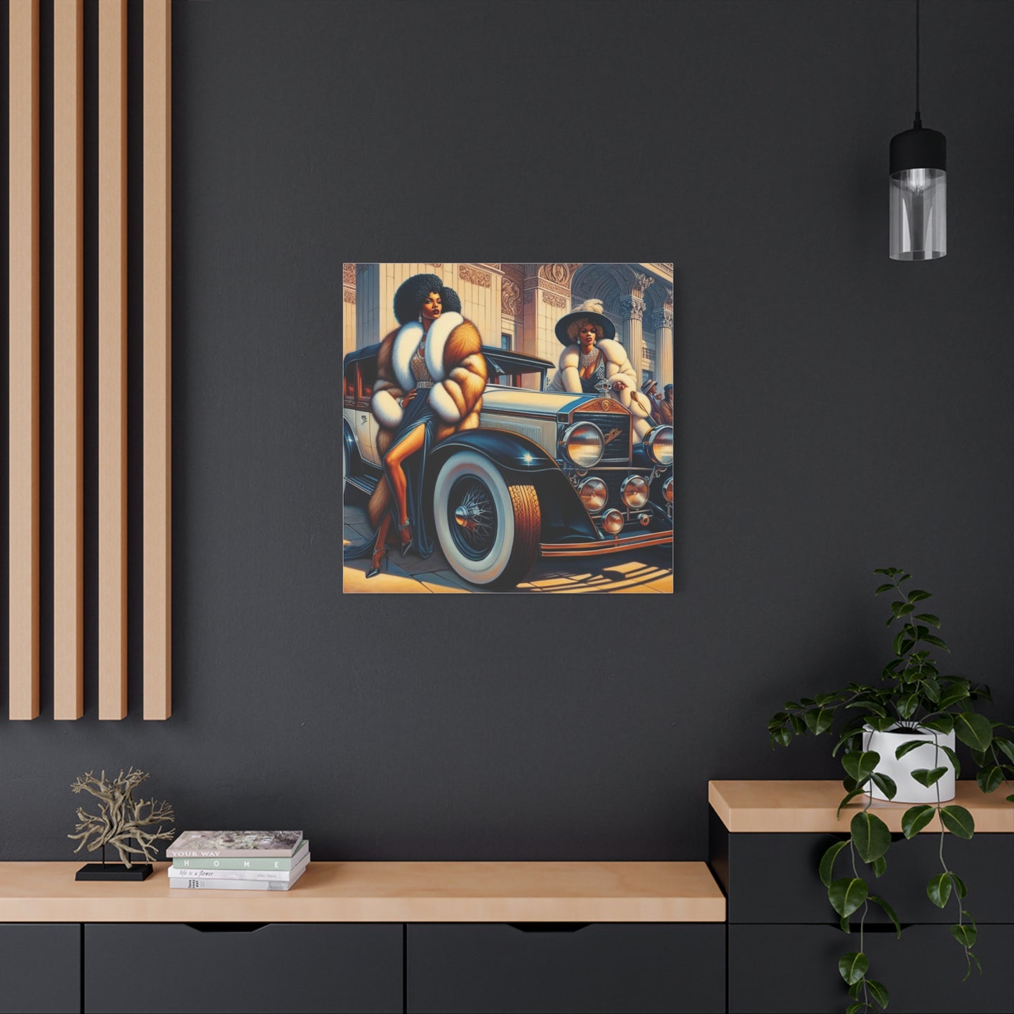 Beautiful Woman Old Fashioned Black Canvas Art