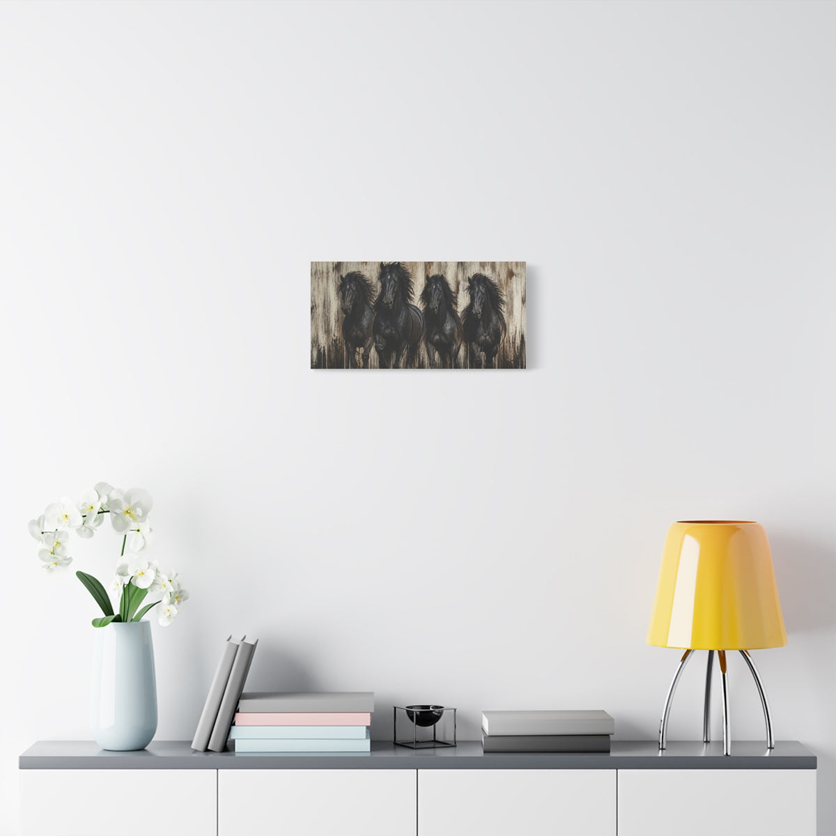 Black Horses Matte Canvas Wall Art — Stretched 1.25"