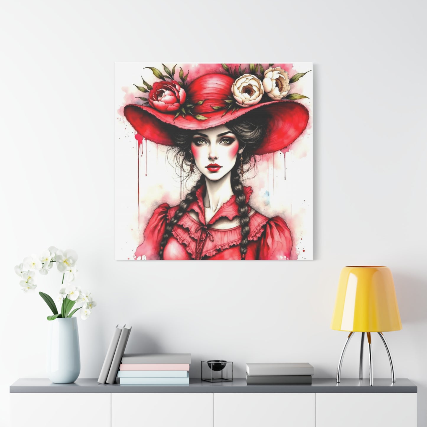 Lady in Red Abstract Art