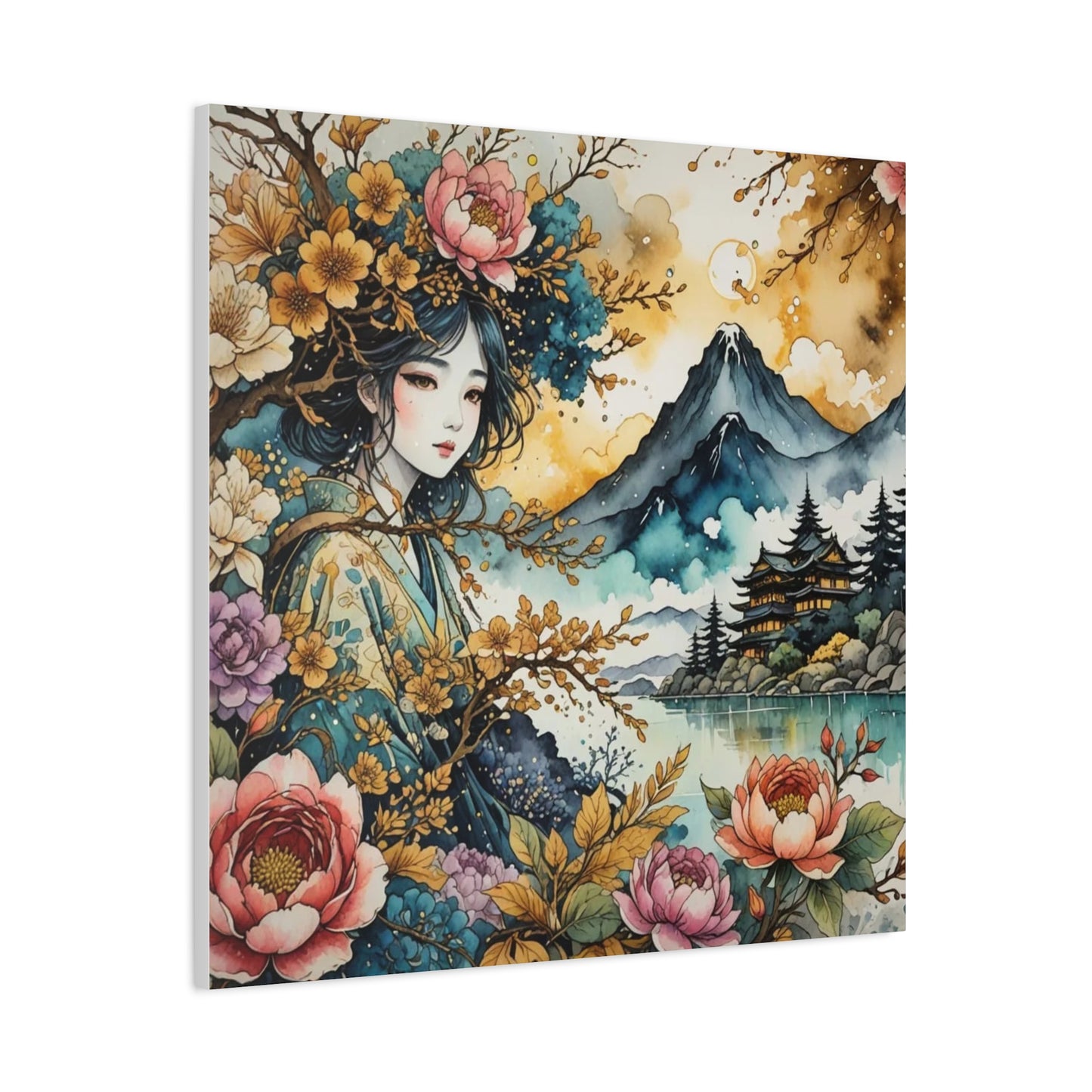 Lady in the Woods Asian Abstract Art