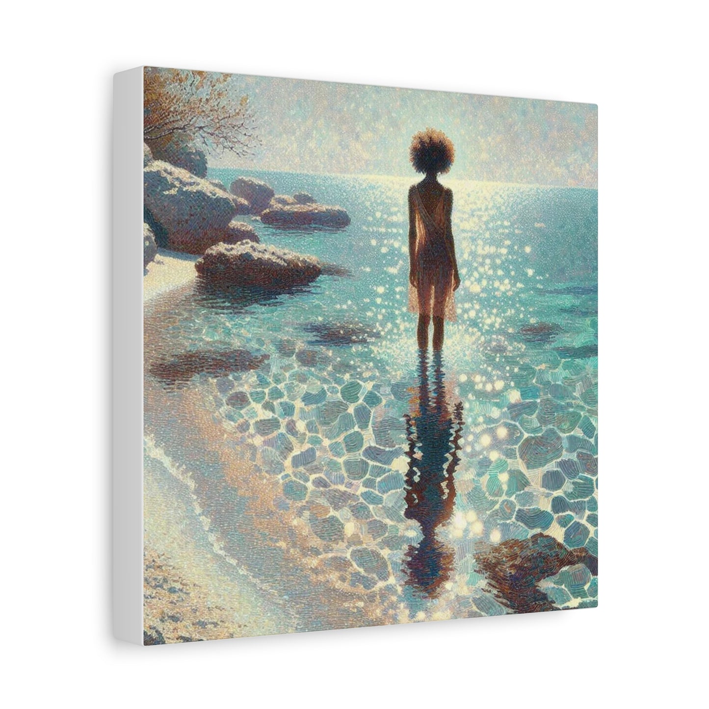 Beautiful Black Woman at the Beach Canvas Art
