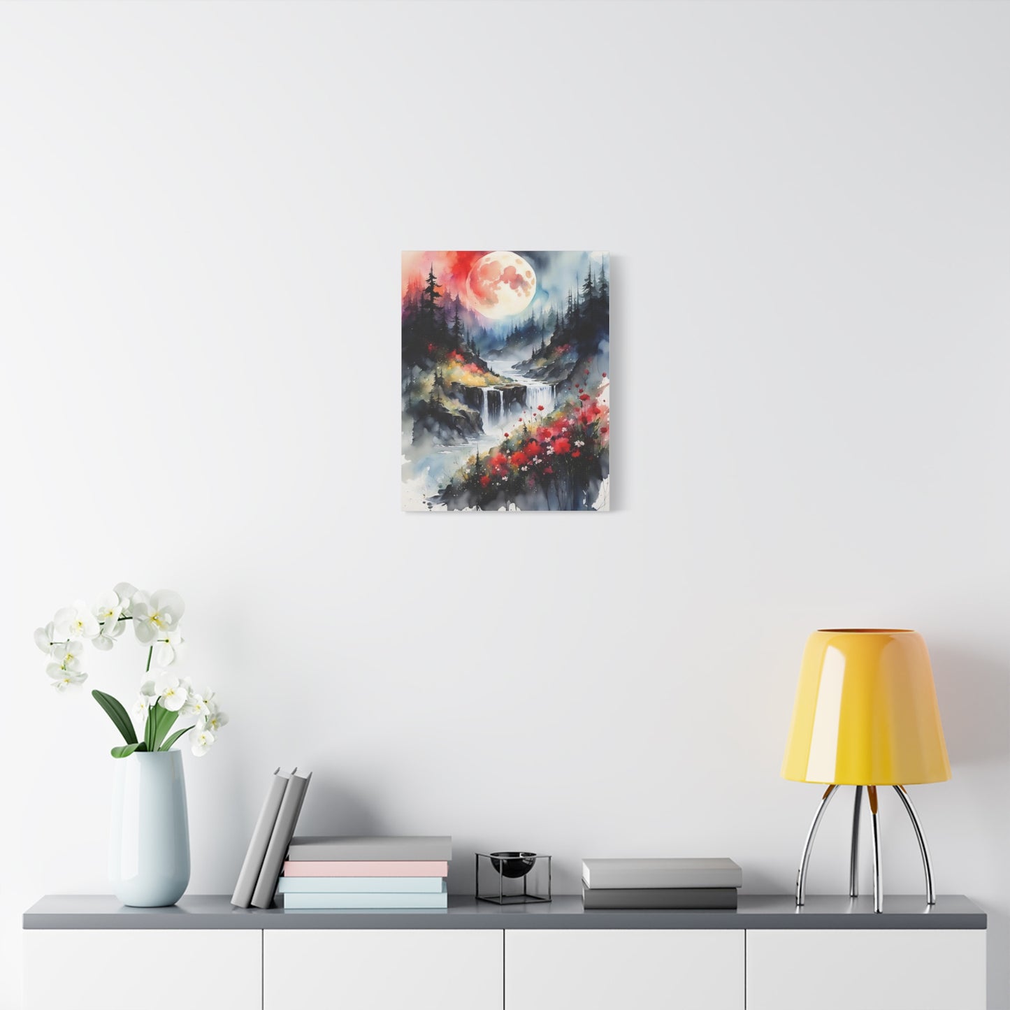 Moon Over the Stream Abstract Art