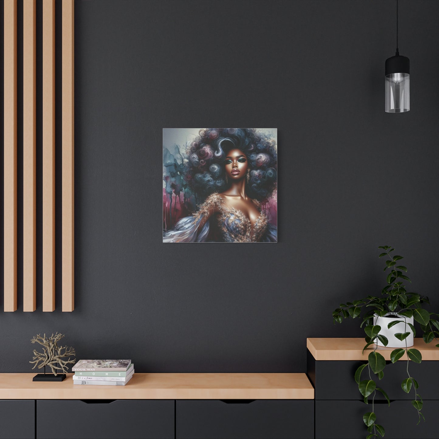 Beautiful Woman Black Canvas Art