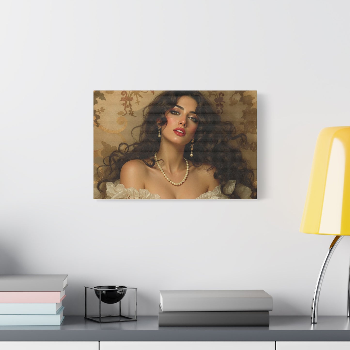 Canvas Print - Brunette Woman With Pearls