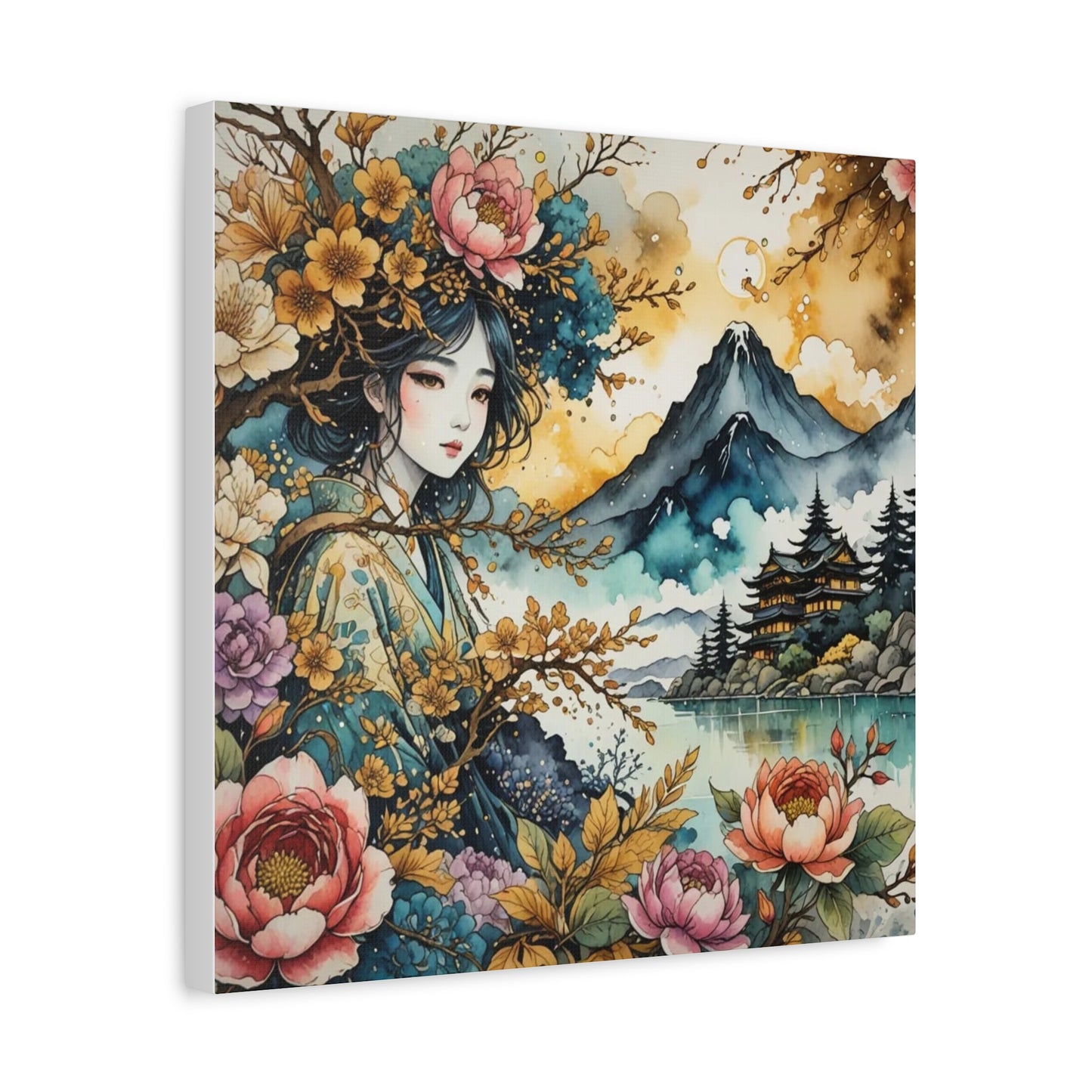 Lady in the Woods Asian Abstract Art