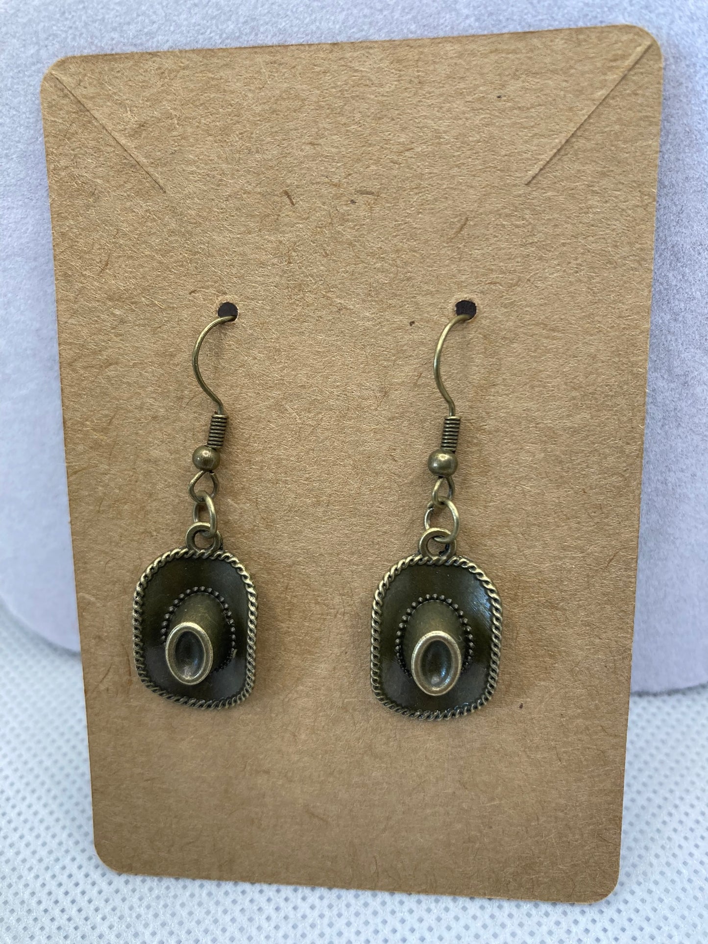 Cowboy Hat Earrings Bronze
