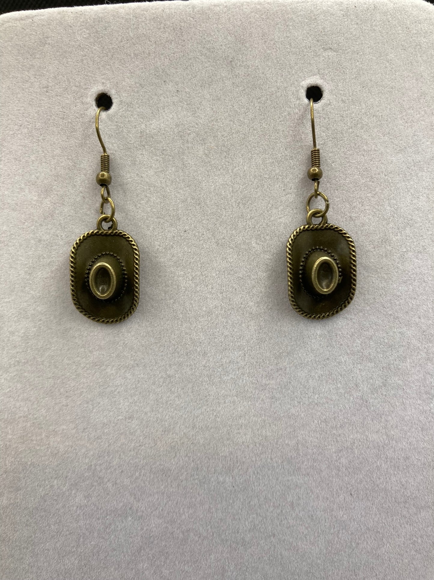 Cowboy Hat Earrings Bronze