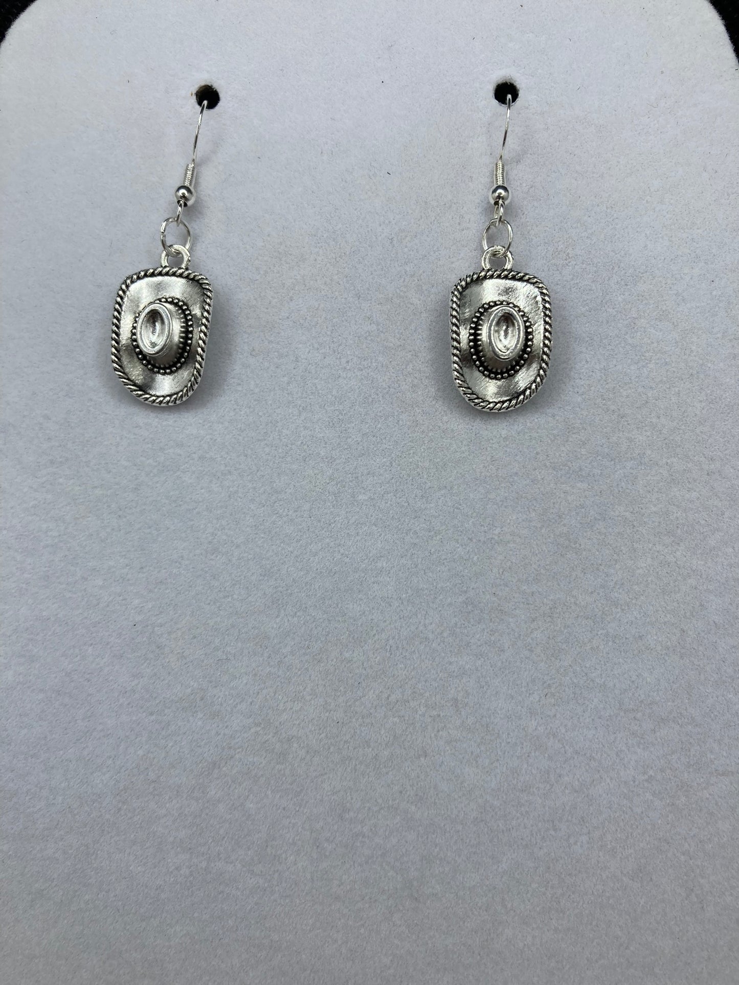 Cowboy Hat Silver Plated Western Flair Jewelry Set for Pierced Ears