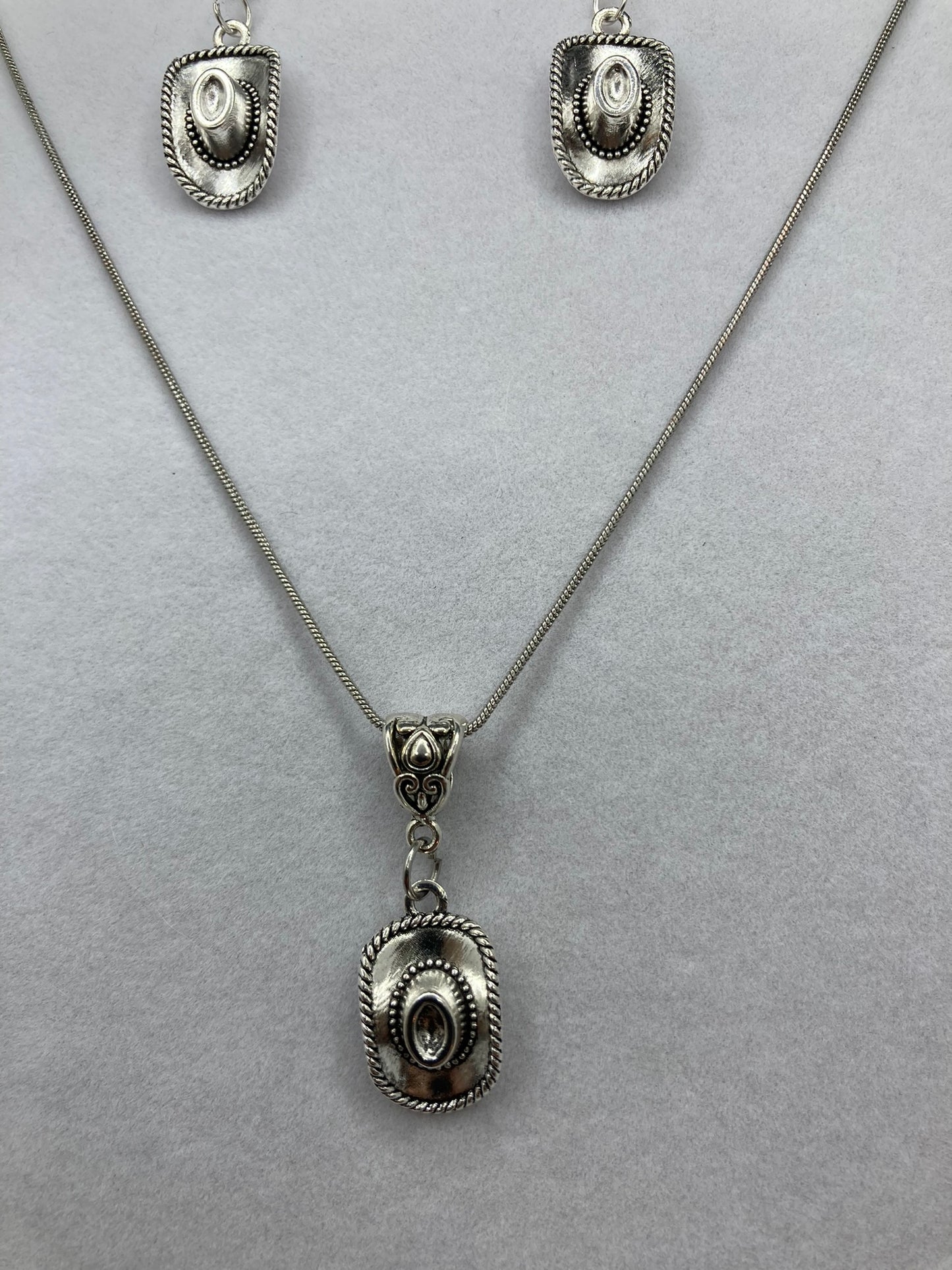 Cowboy Hat Silver Plated Western Flair Jewelry Set for Pierced Ears