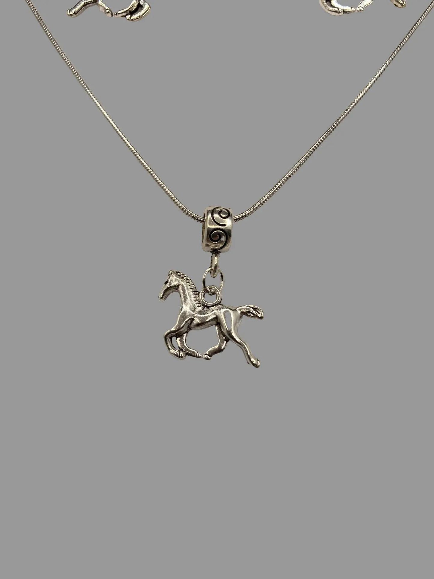 Horse Silver Plated Western Flair Accessory Set for Pierced Ears Unique Horse Design 18 Inch Necklace & Earrings Jewelry